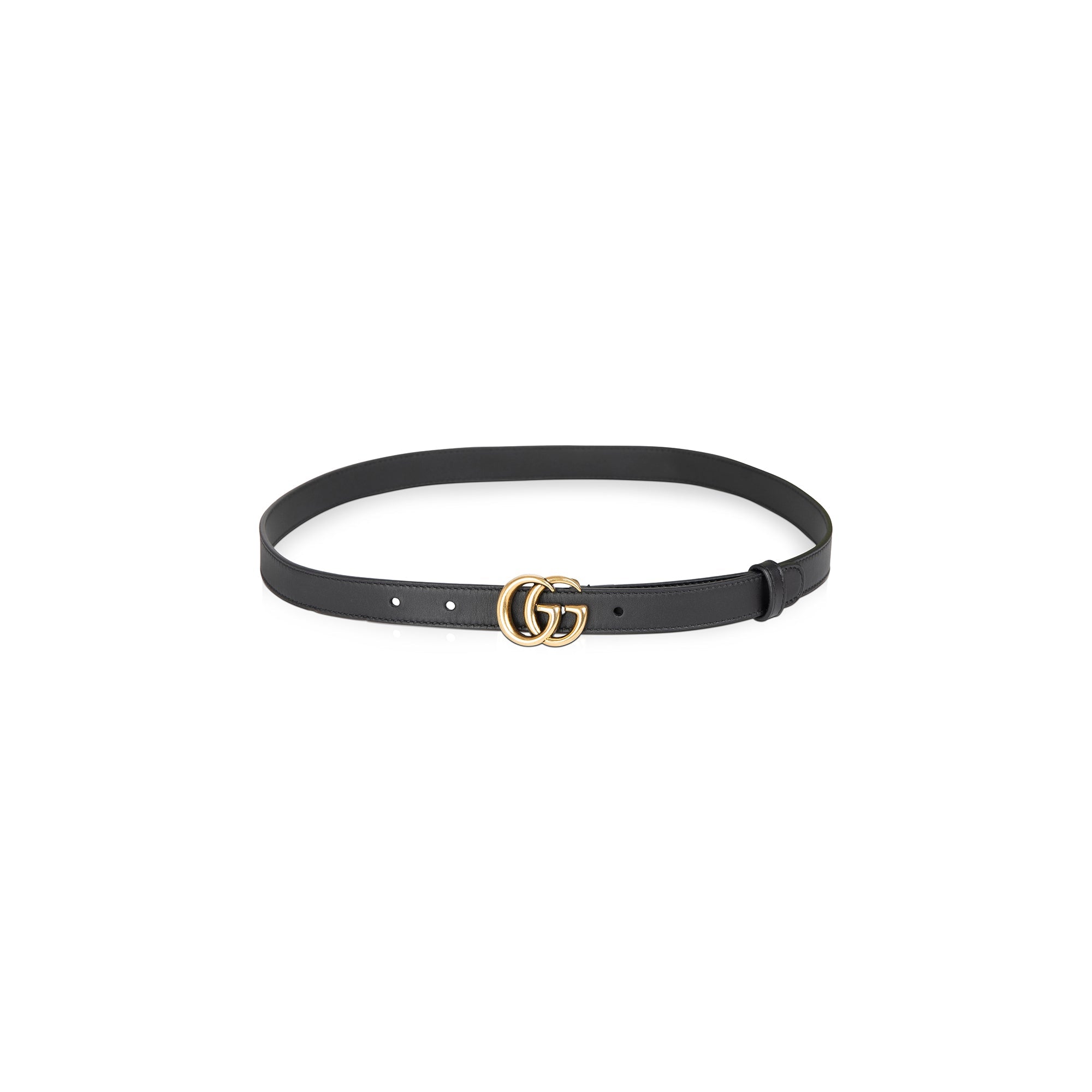 Gucci Skinny Leather Belt with Double G Buckle w/ Box & Receipt