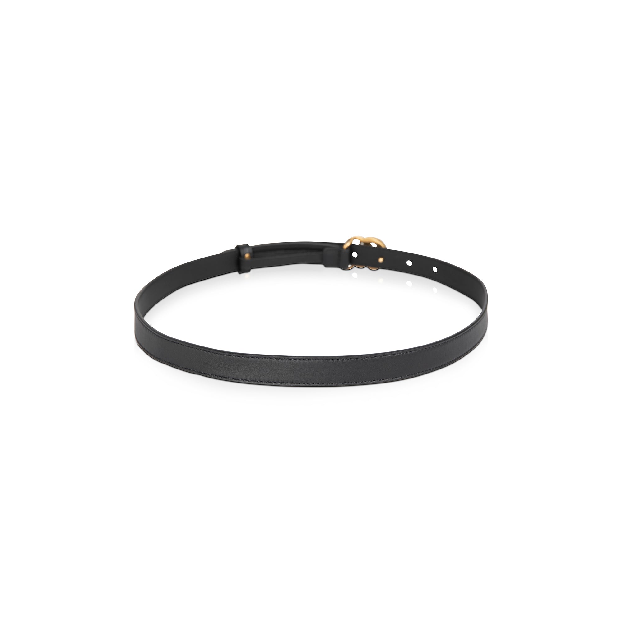 Gucci Skinny Leather Belt with Double G Buckle w/ Box & Receipt