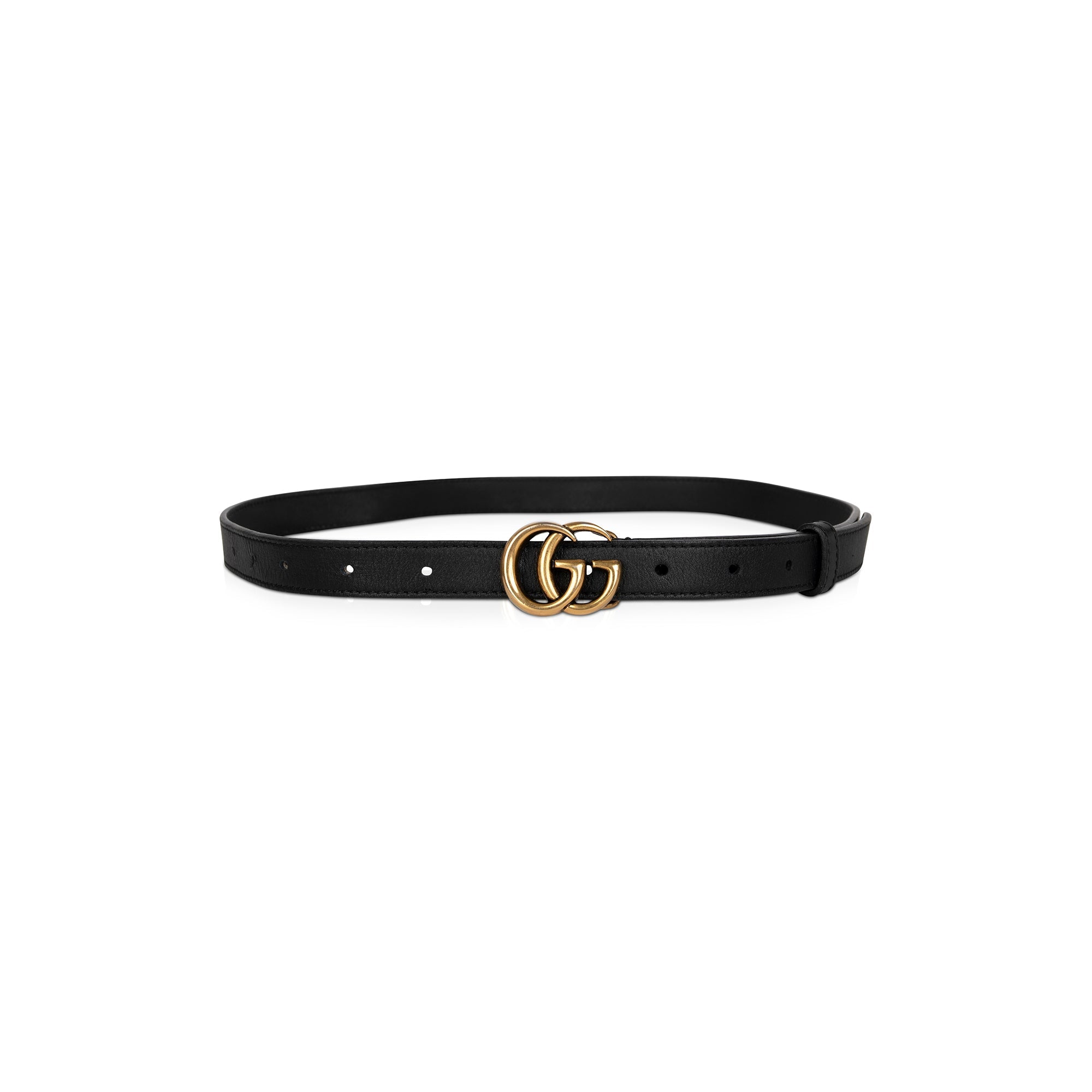Gucci Skinny Leather Belt with Double G Buckle