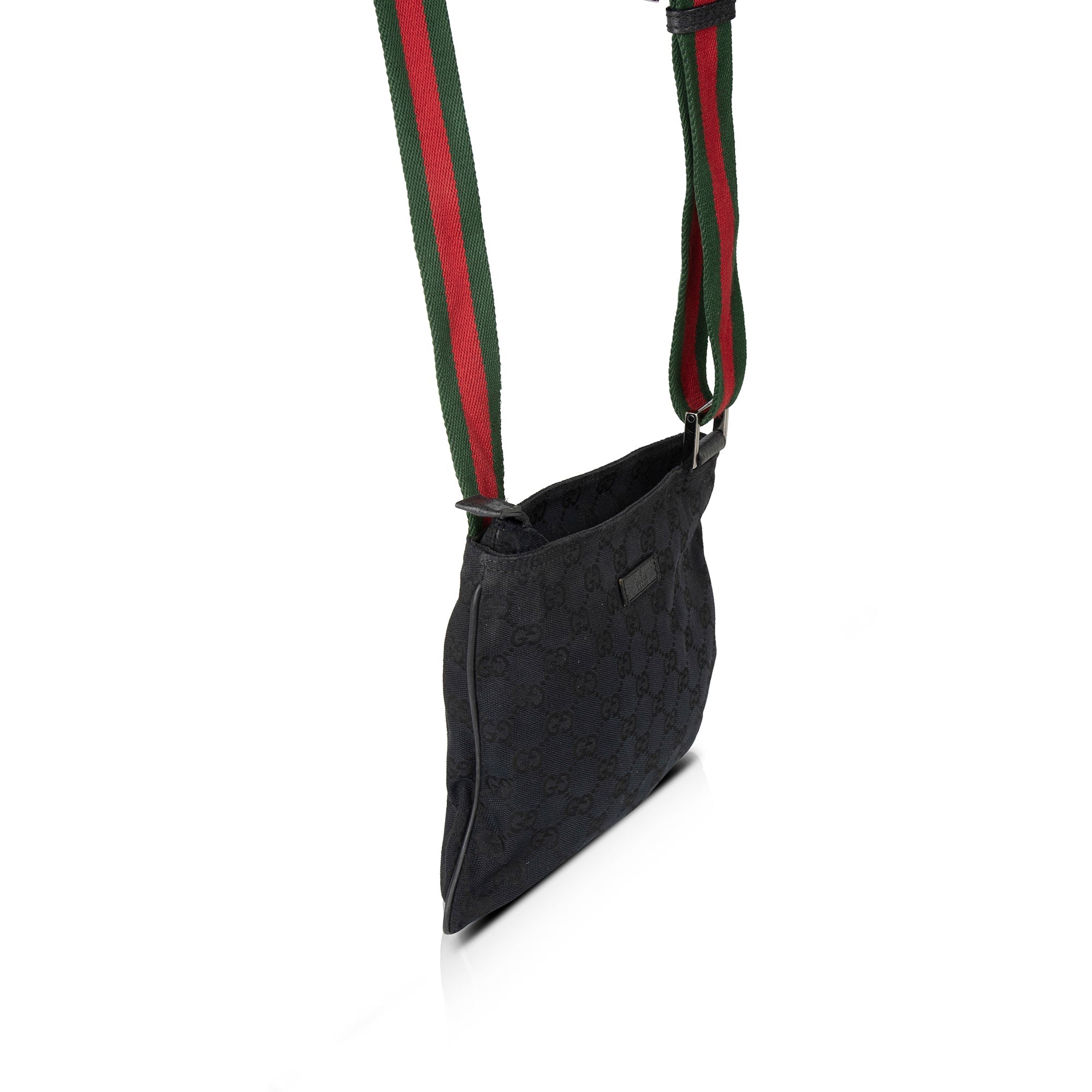 Gucci Small Black GG Canvas Web Crossbody Bag w/ Box