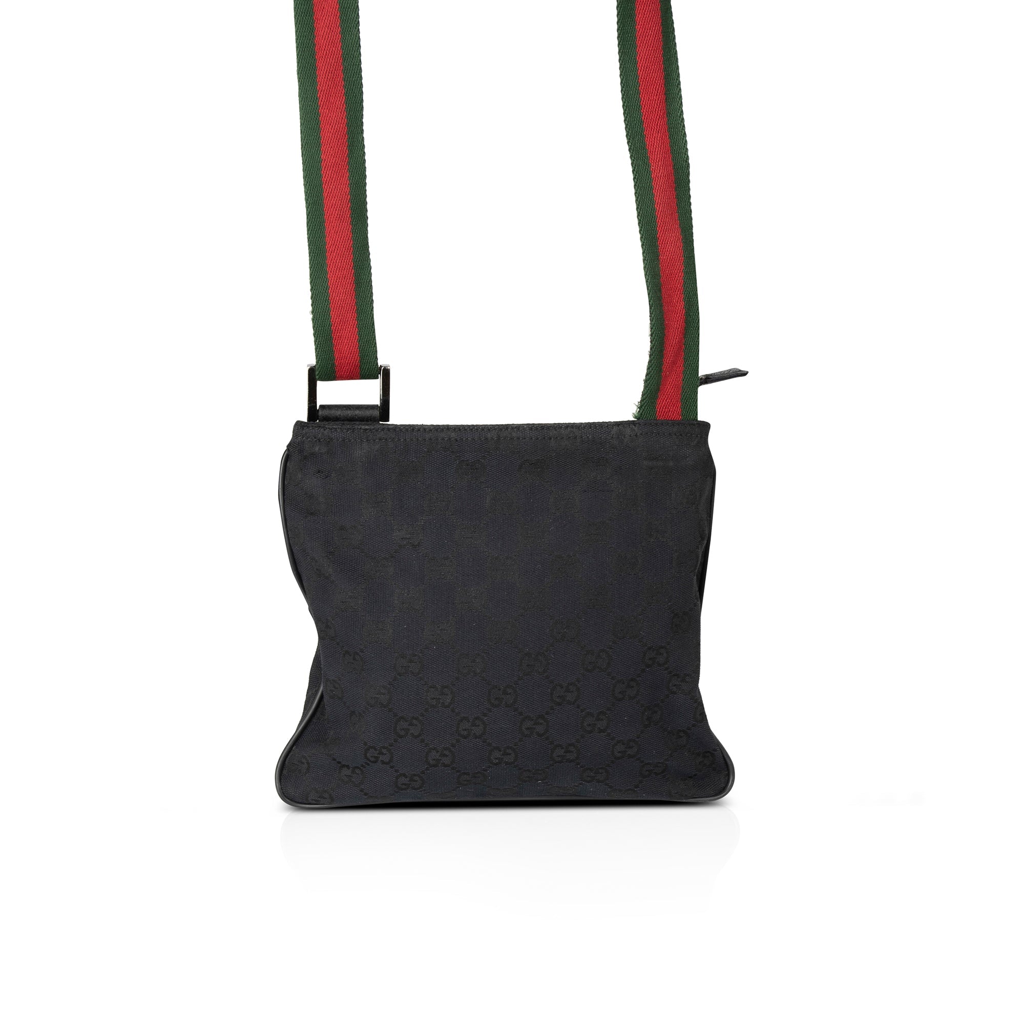 Gucci Small Black GG Canvas Web Crossbody Bag w/ Box