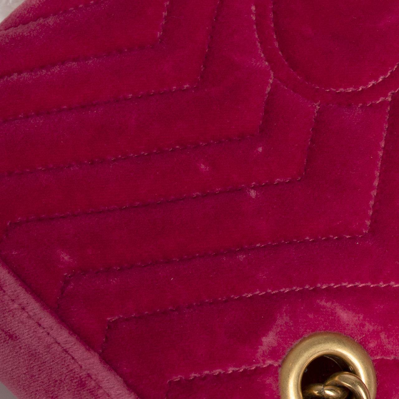 Gucci Small GG Marmont Matelasse Velvet Shoulder Bag