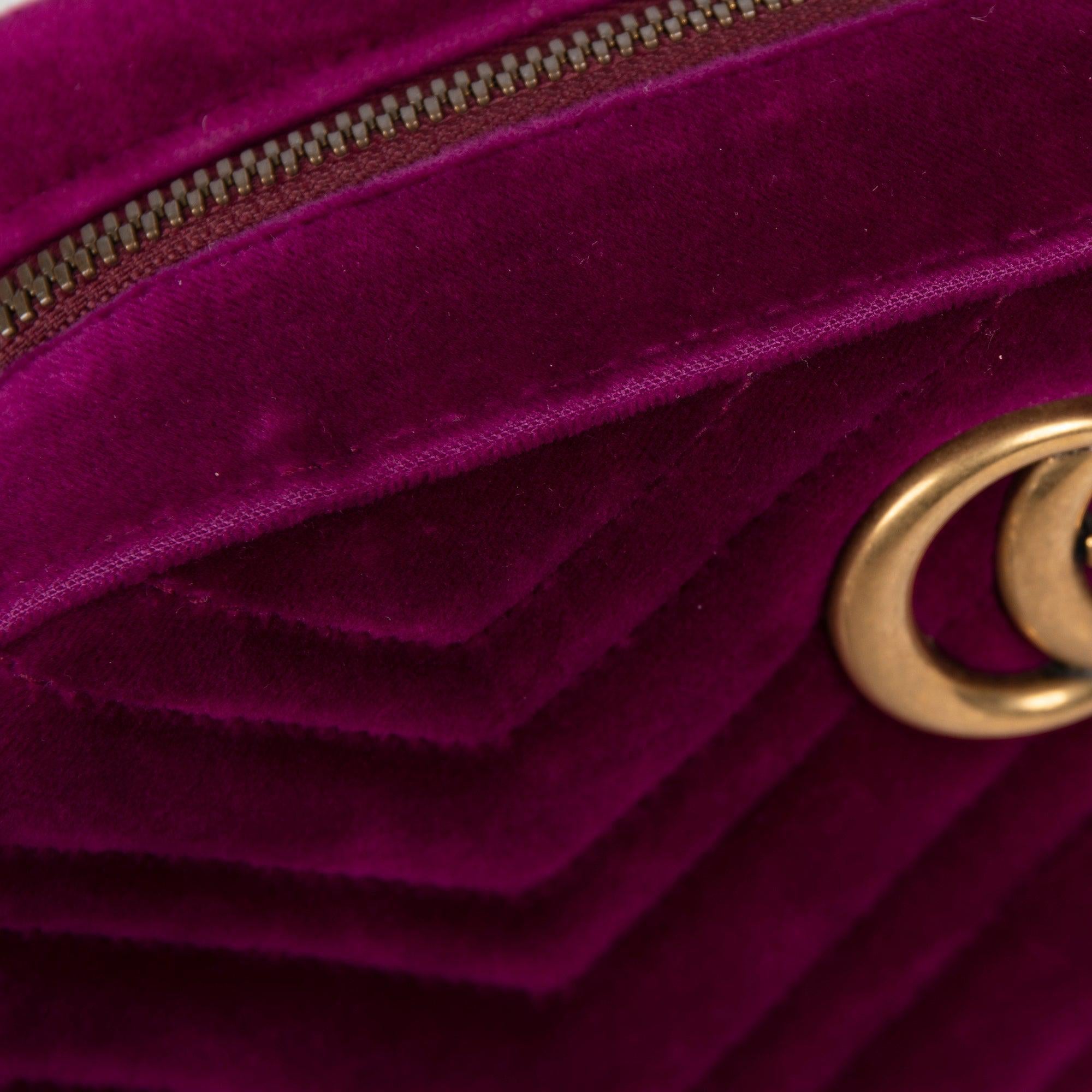 Gucci Small GG Marmont Matelasse Velvet Shoulder Bag