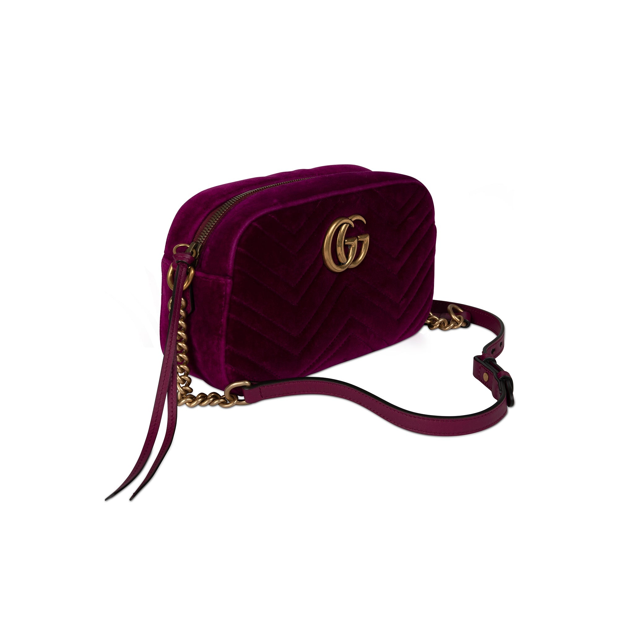 Gucci Small GG Marmont Matelasse Velvet Shoulder Bag