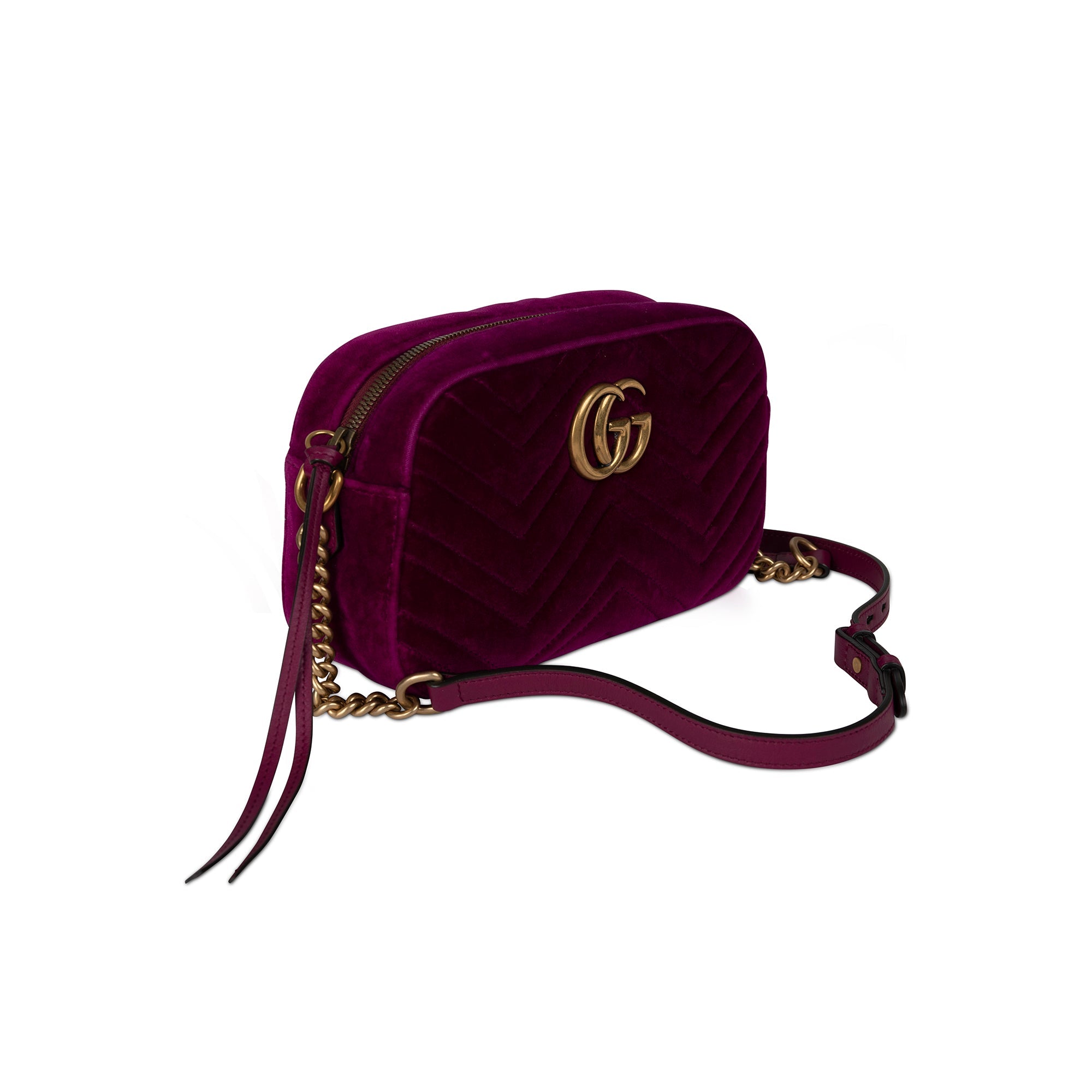 Gucci Matelasse Velvet GG Marmont Small Shoulder Bag (SHF-5JLMQ6