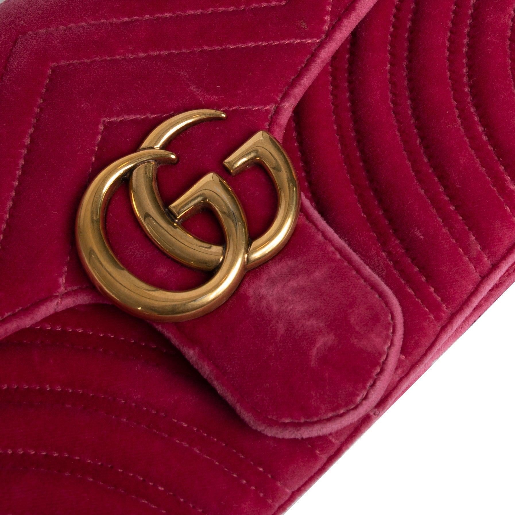 Gucci Small GG Marmont Matelasse Velvet Shoulder Bag