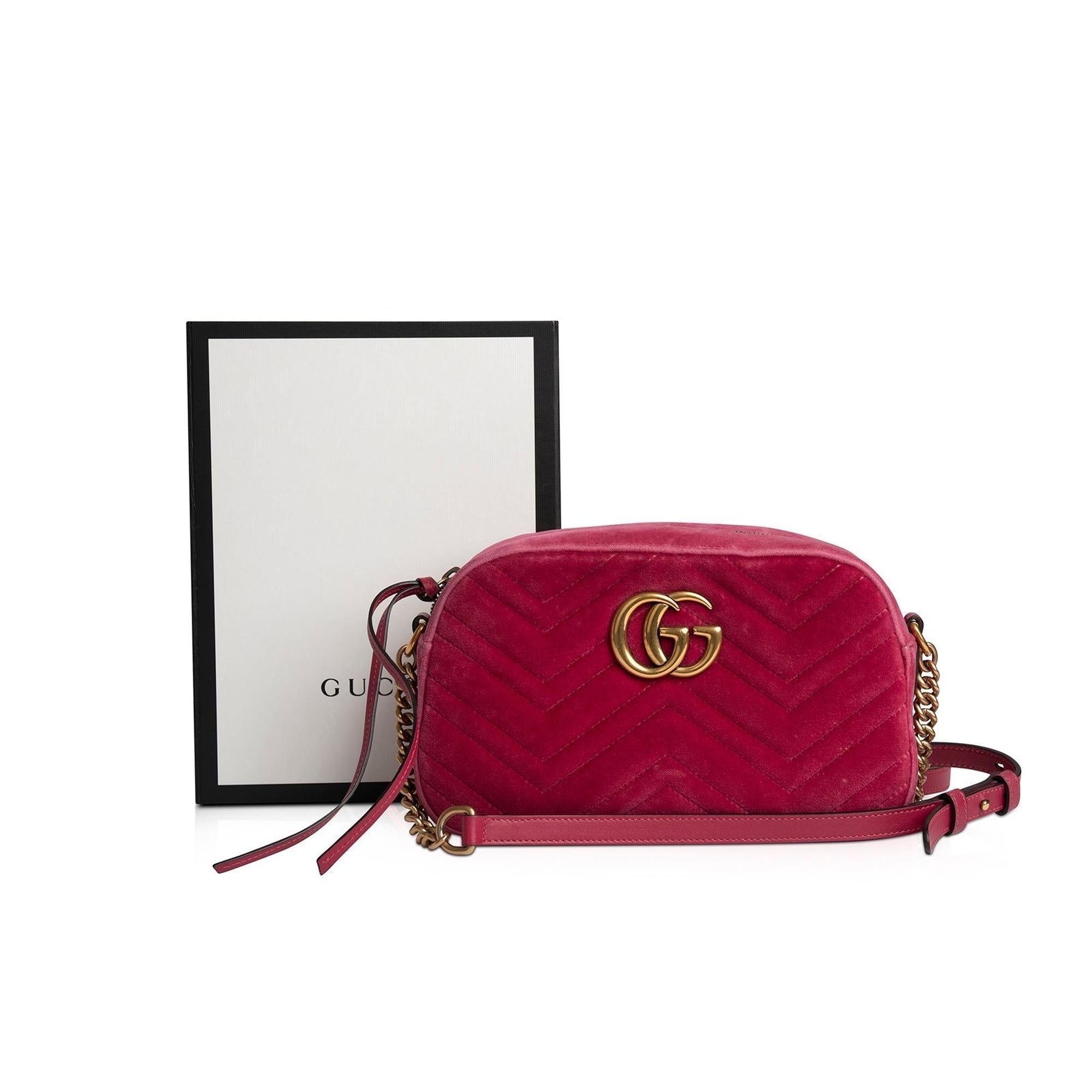 Gucci Small GG Marmont Matelasse Velvet Shoulder Bag w/ Box