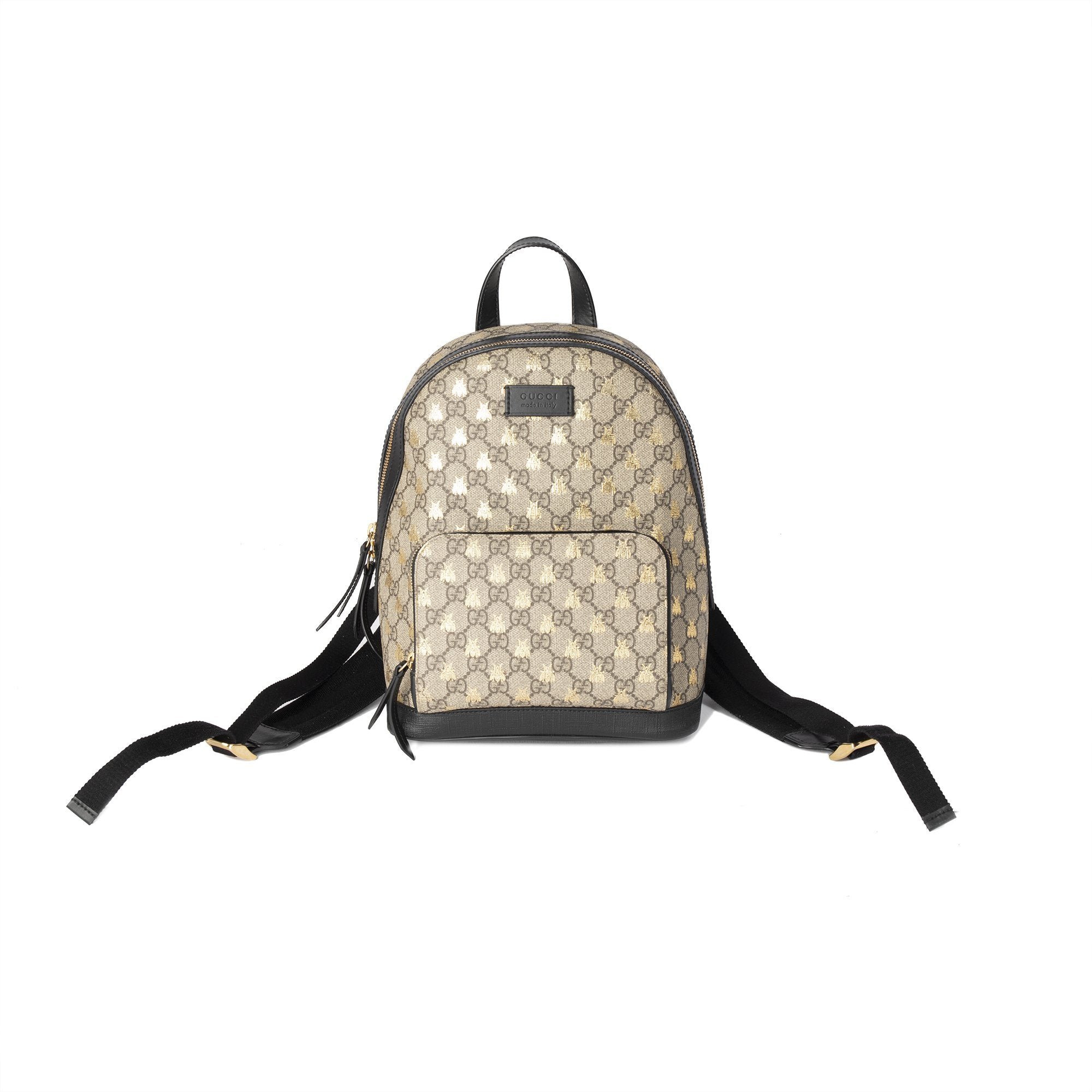 gucci mini backpack with bee Gucci Small GG Supreme Bee Backpack – OLIVER'S