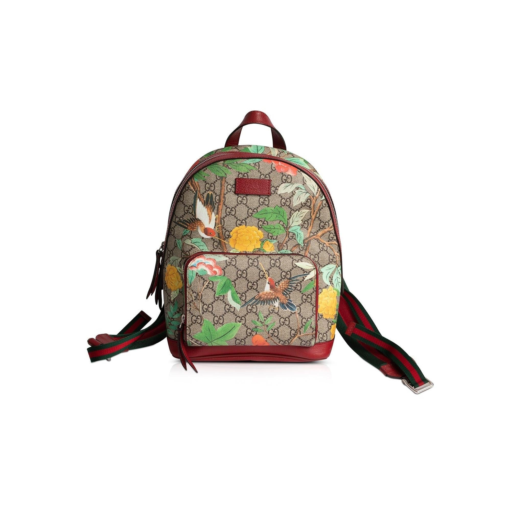 Gucci Small GG Supreme Tian Web Backpack
