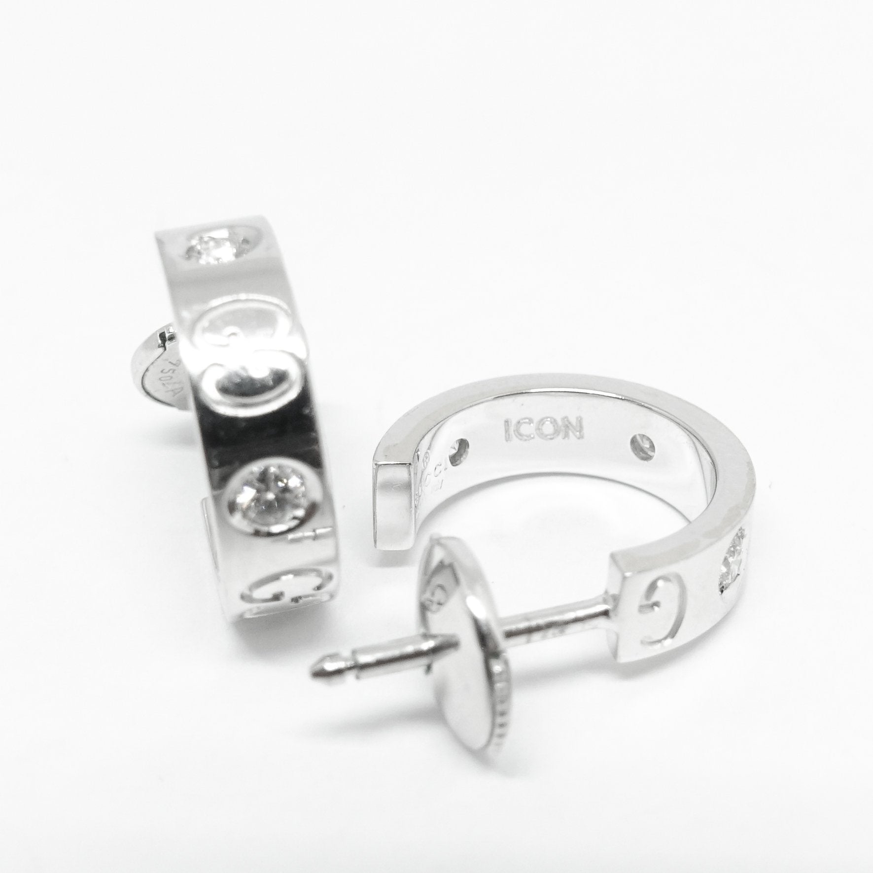 Gucci Small Icon Diamond Hoop Earrings