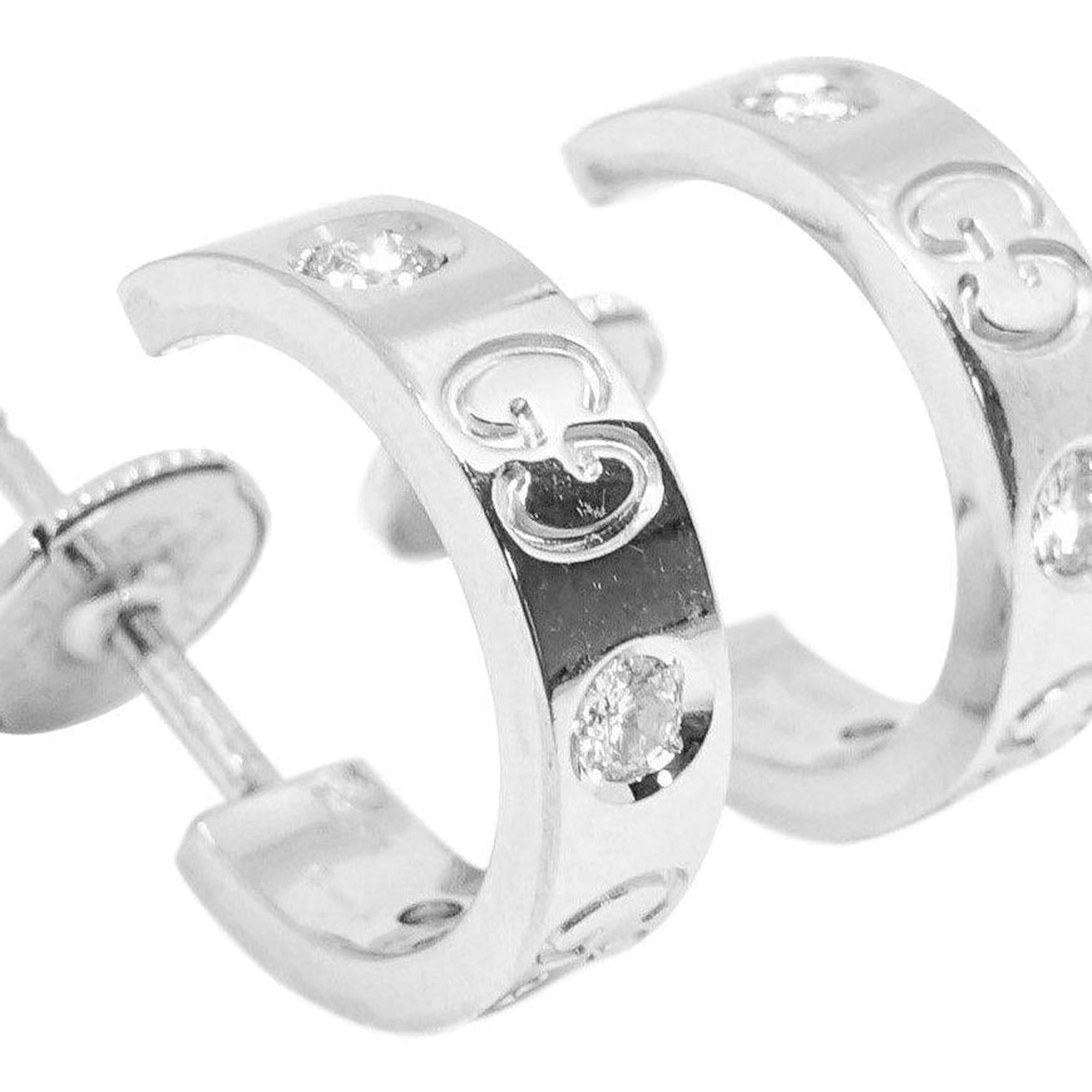Gucci Small Icon Diamond Hoop Earrings