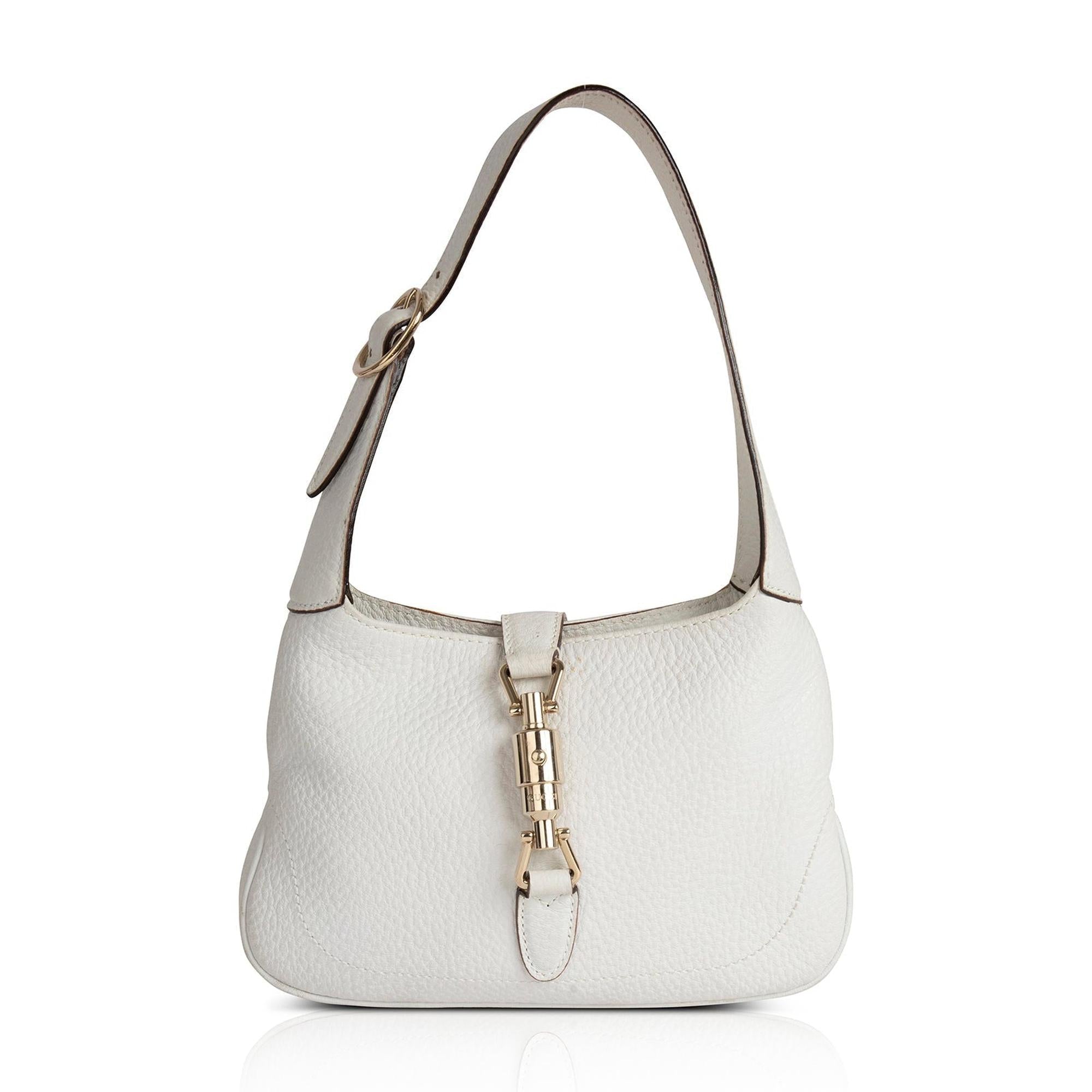 Gucci Small Jackie White Calfskin Leather Hobo