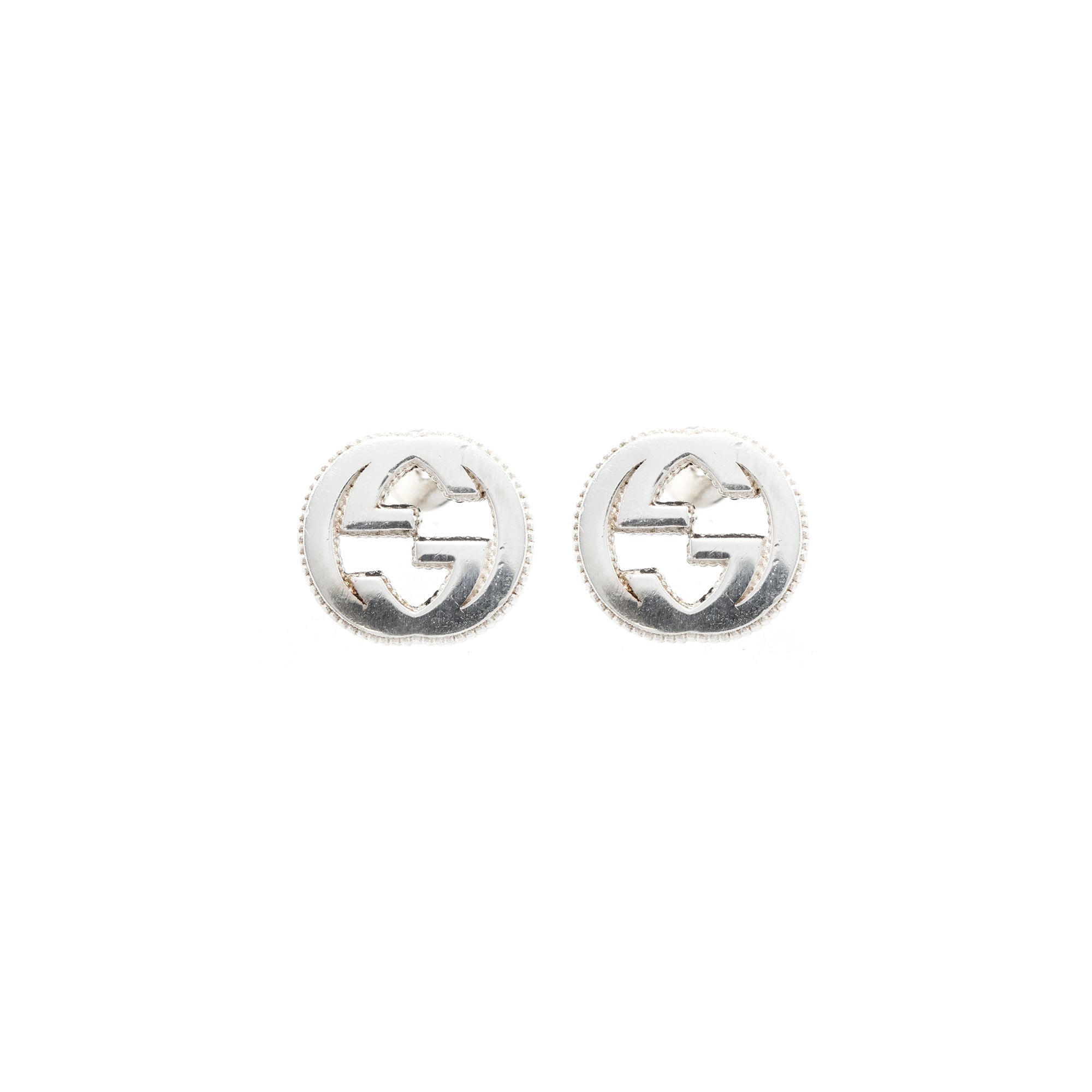 Gucci Sterling Silver Interlocking G Stud Earrings