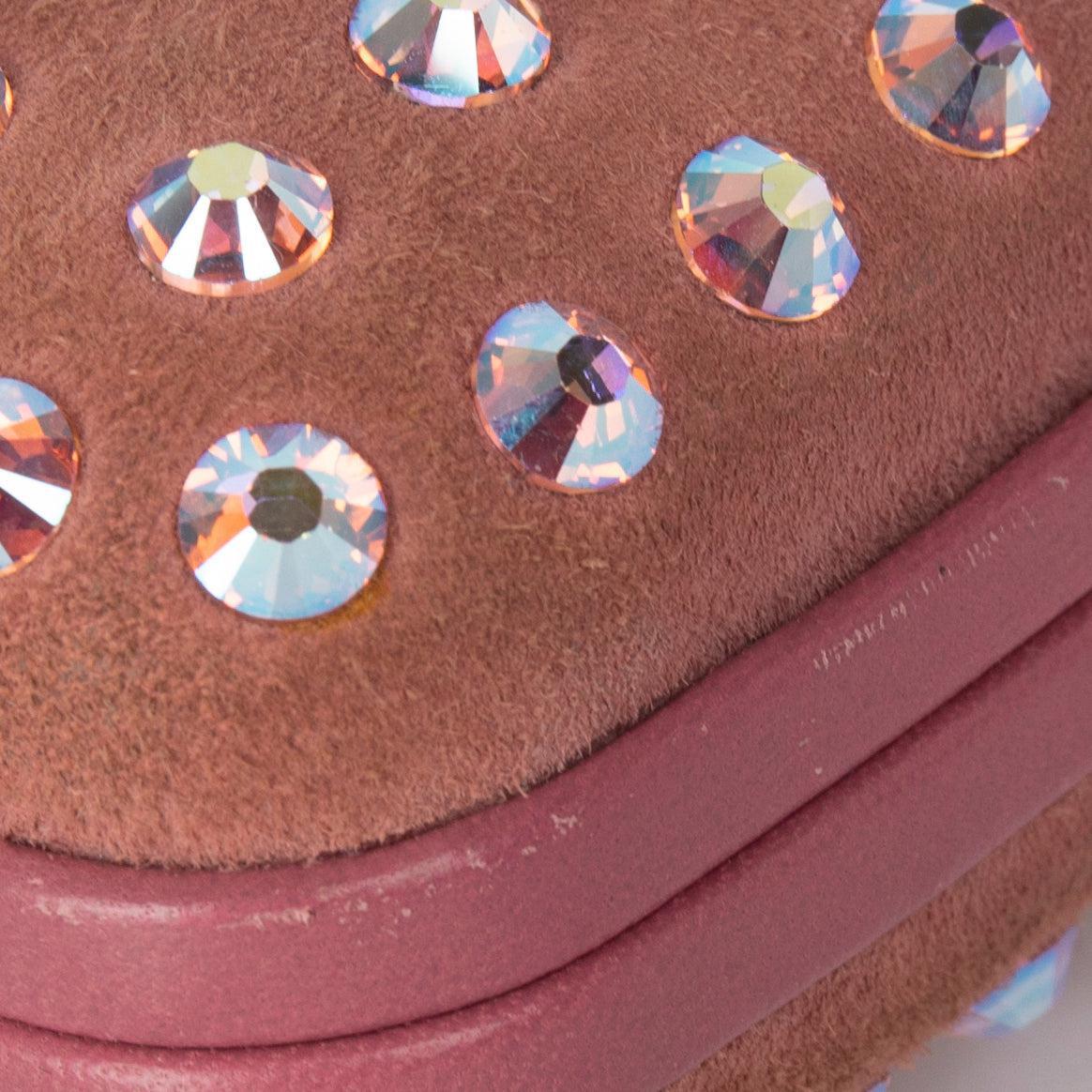 Gucci Suede Crystal Broadway Evening Clutch