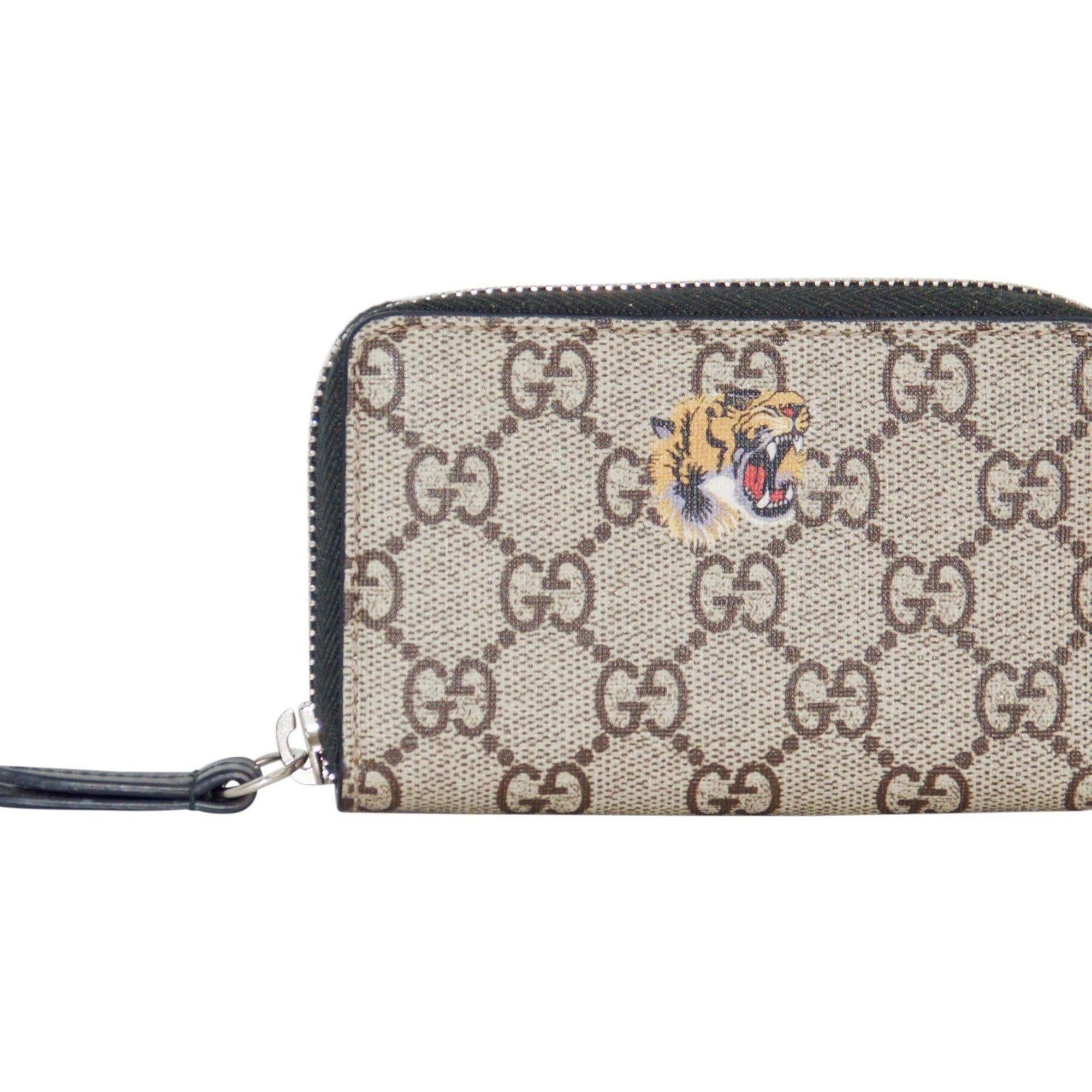 Gucci Tiger Print GG Supreme Zip Card Case