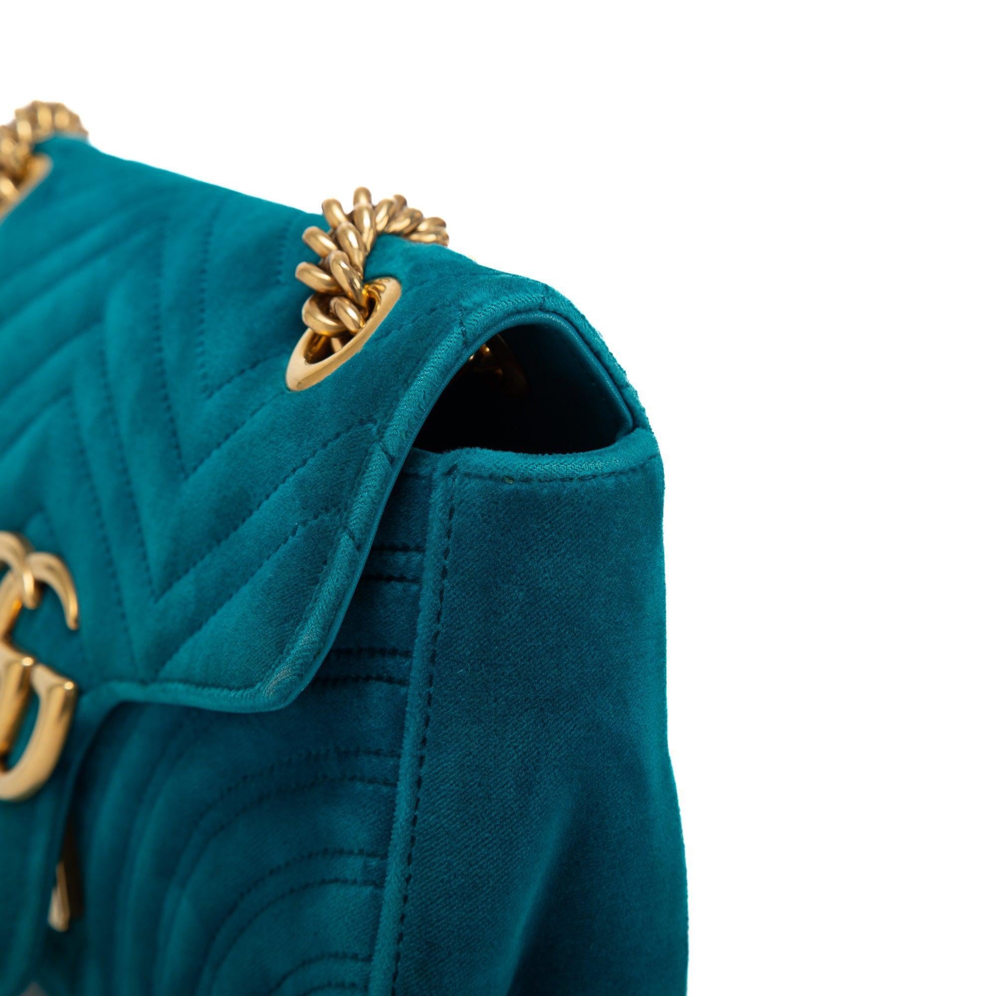 Gucci Velvet Matelasse GG Marmont Small Shoulder Bag