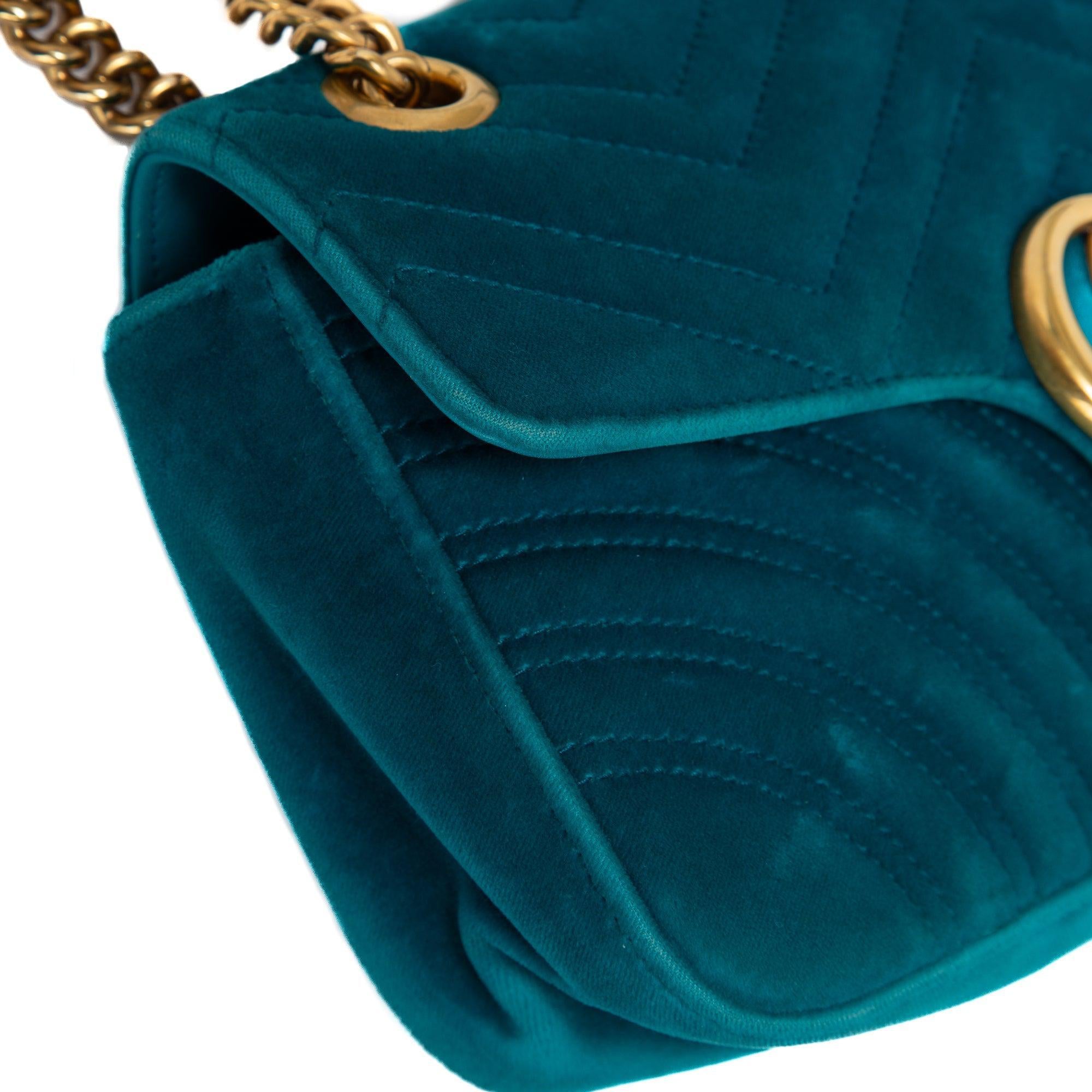 Gucci Velvet Matelasse GG Marmont Small Shoulder Bag