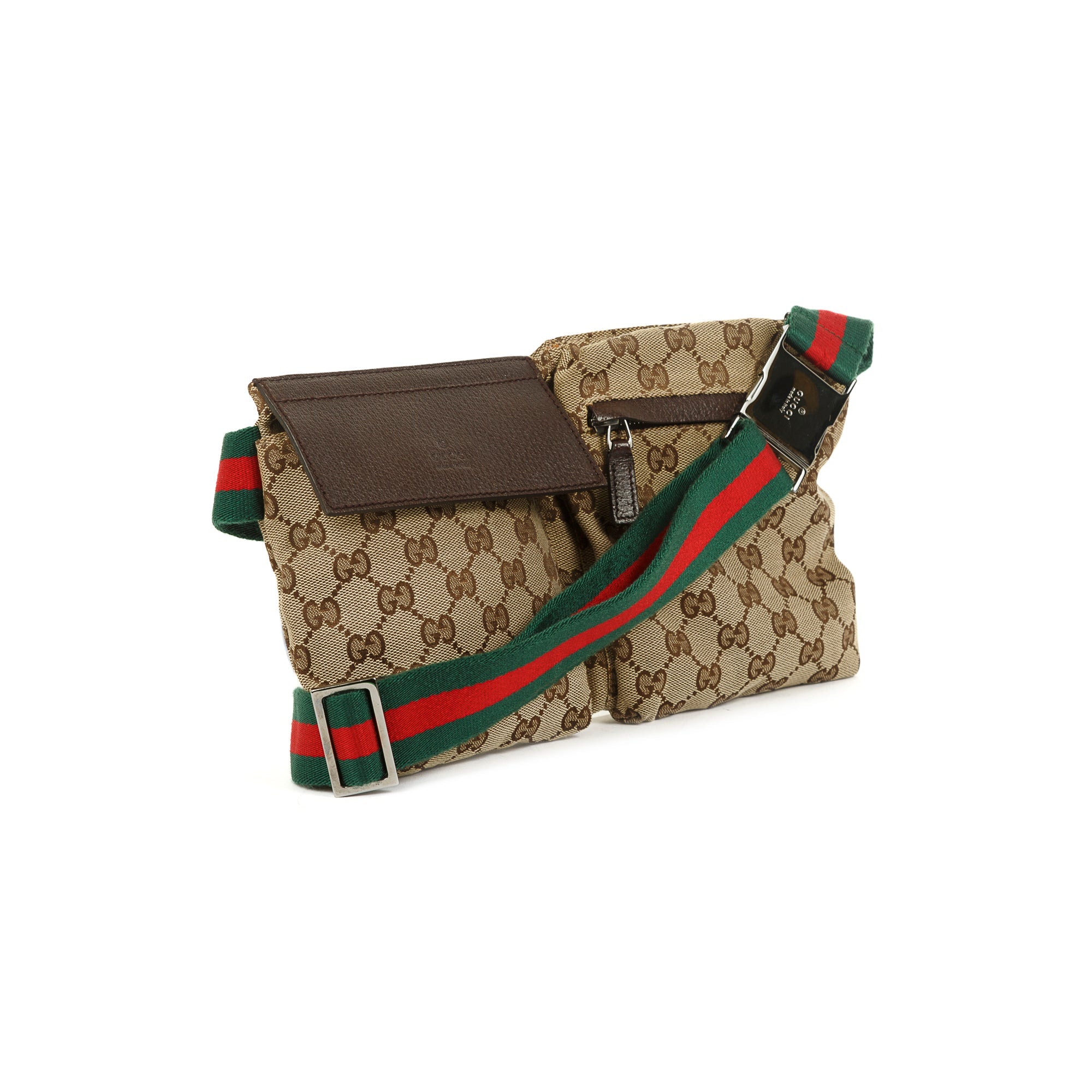 Gucci Vintage GG Canvas Double Belt Bag
