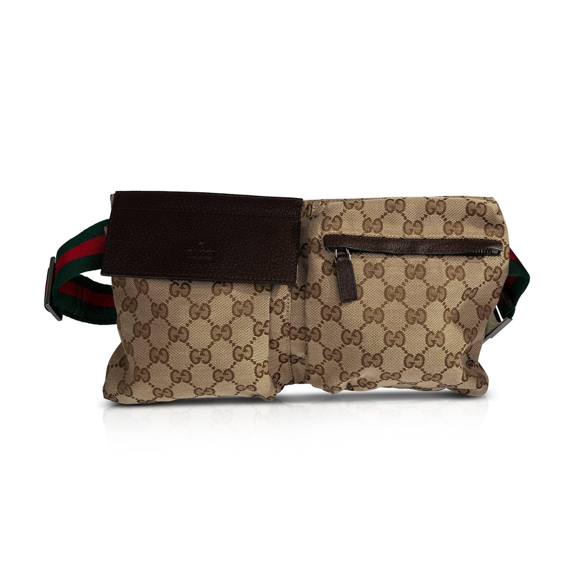 Gucci Vintage GG Canvas Double Belt Bag