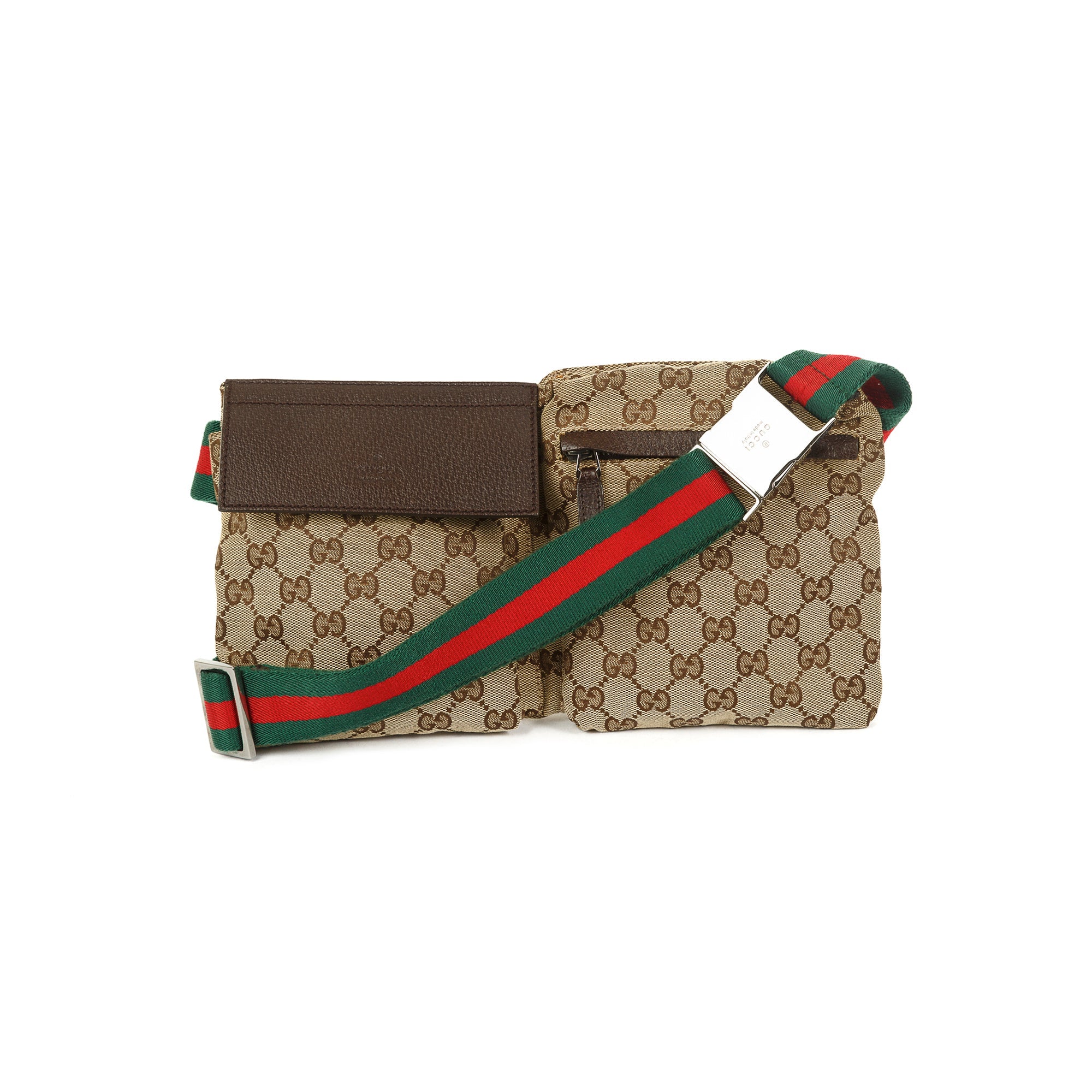 Gucci Vintage GG Canvas Double Belt Bag