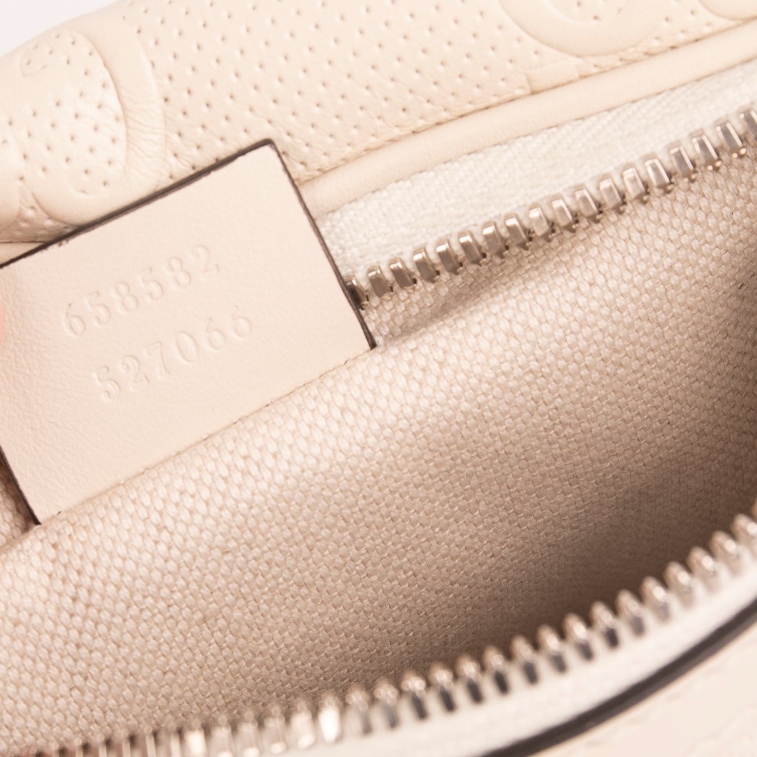 Gucci White GG Embossed Belt Bag w/ Box