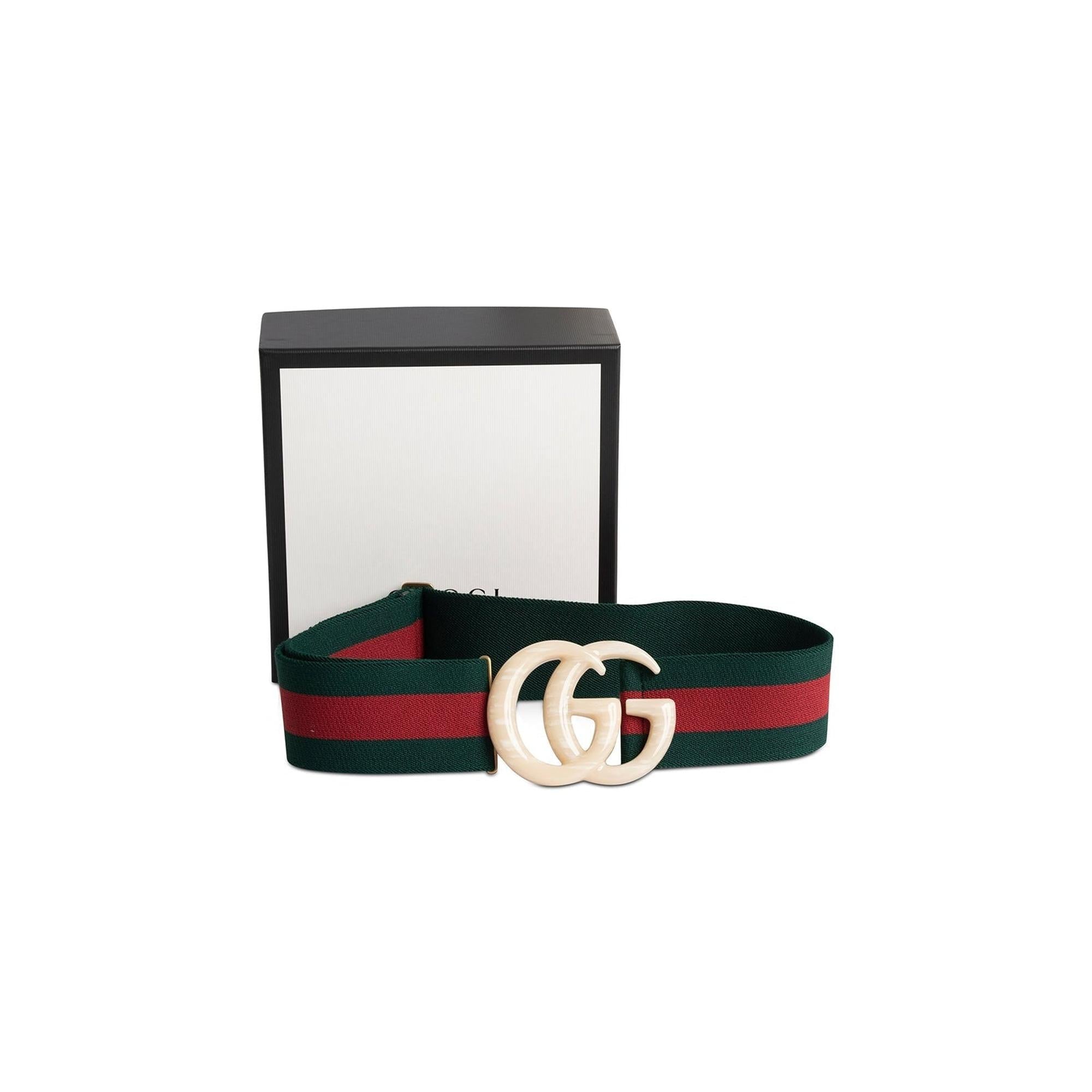Gucci Wide Elastic Web Belt with GG Buckle w/ Box