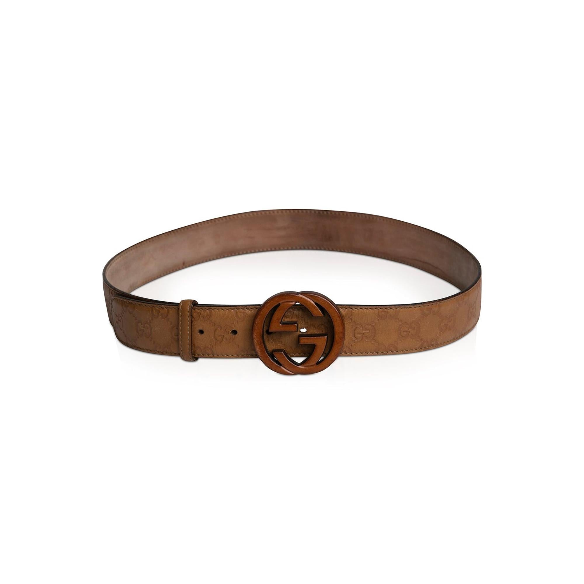 Gucci Wooden Interlocking GG Leather Belt