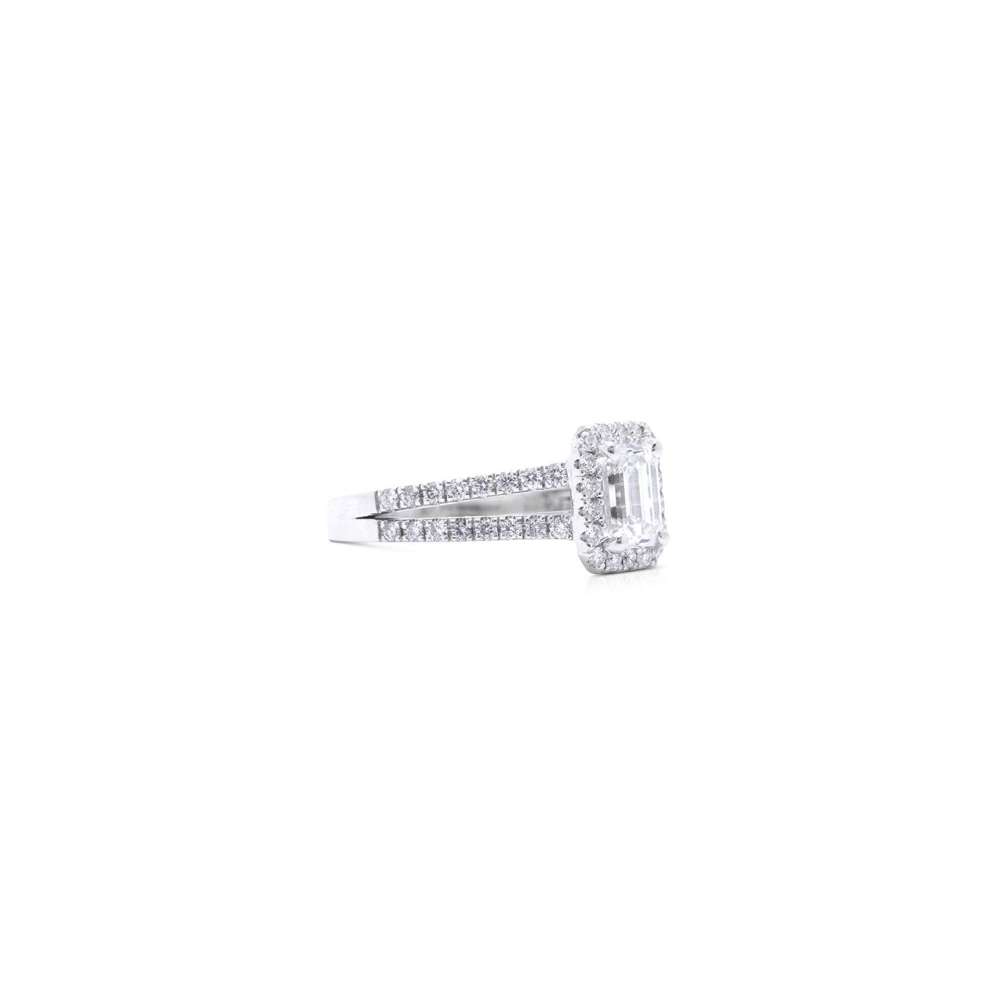 Halo Design 1.11 ct. Emerald Cut Diamond Engagement Ring