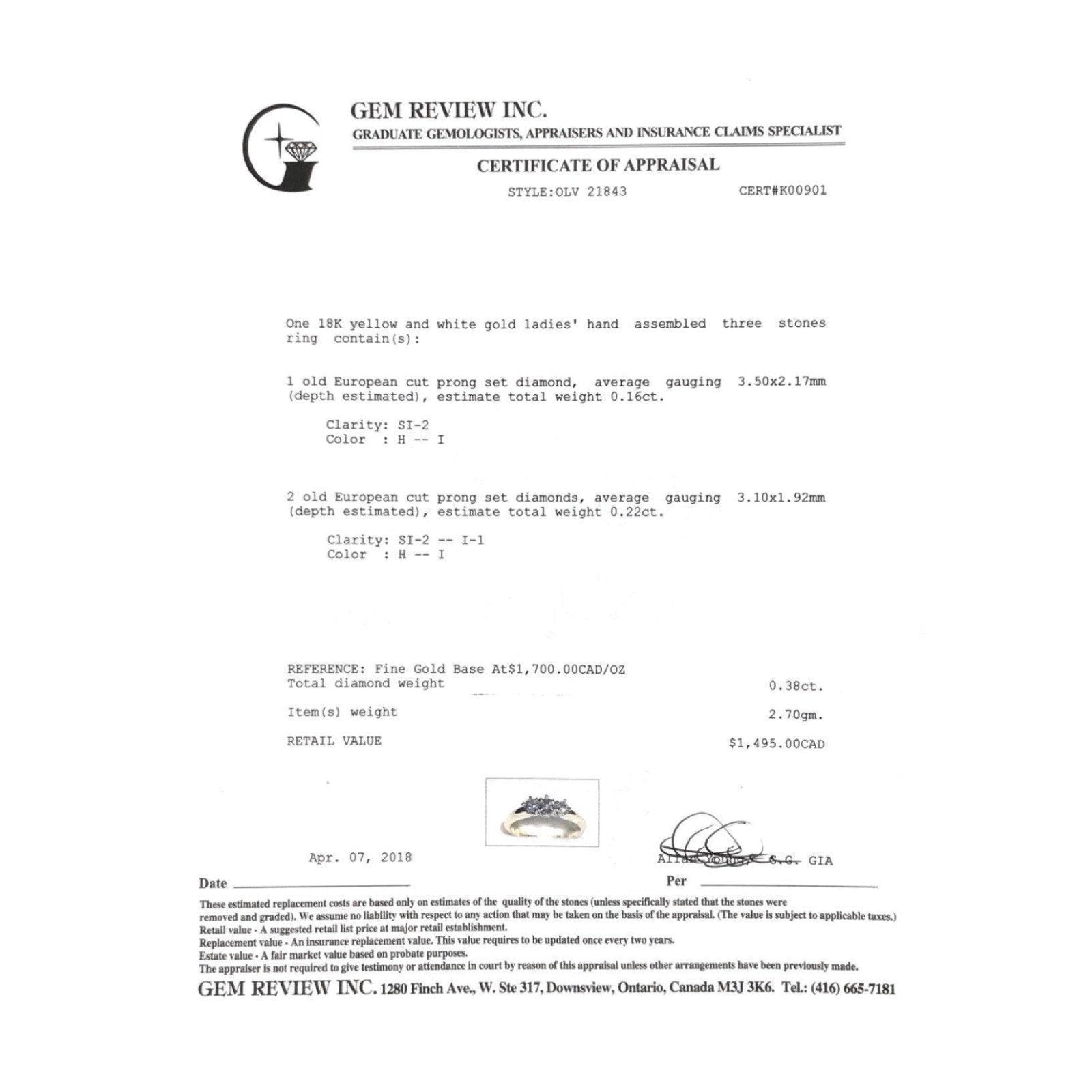 Hand Assembled 3 Stones Diamond Ring