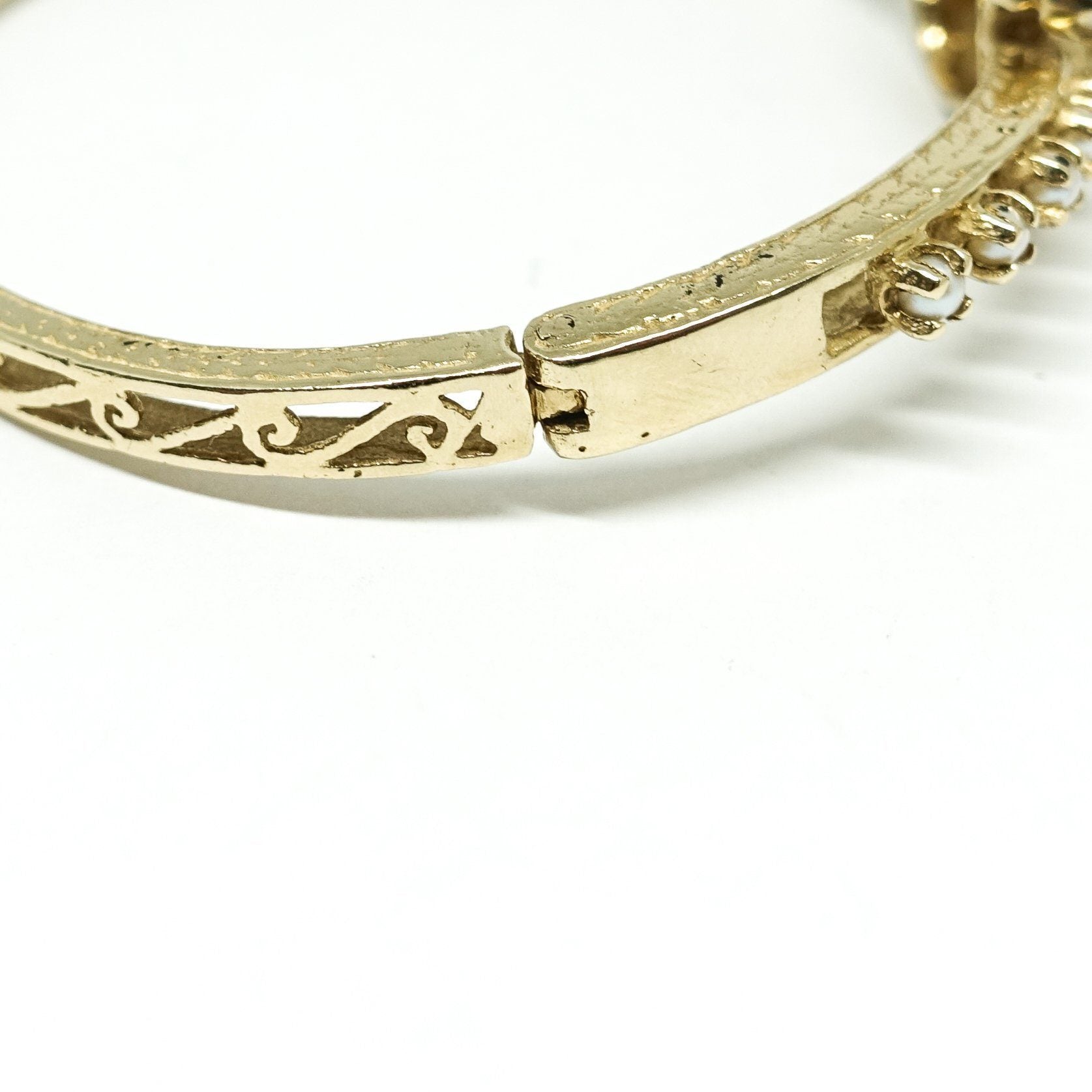 Hand Assembled Pearl Bangle in 14kt Yellow Gold