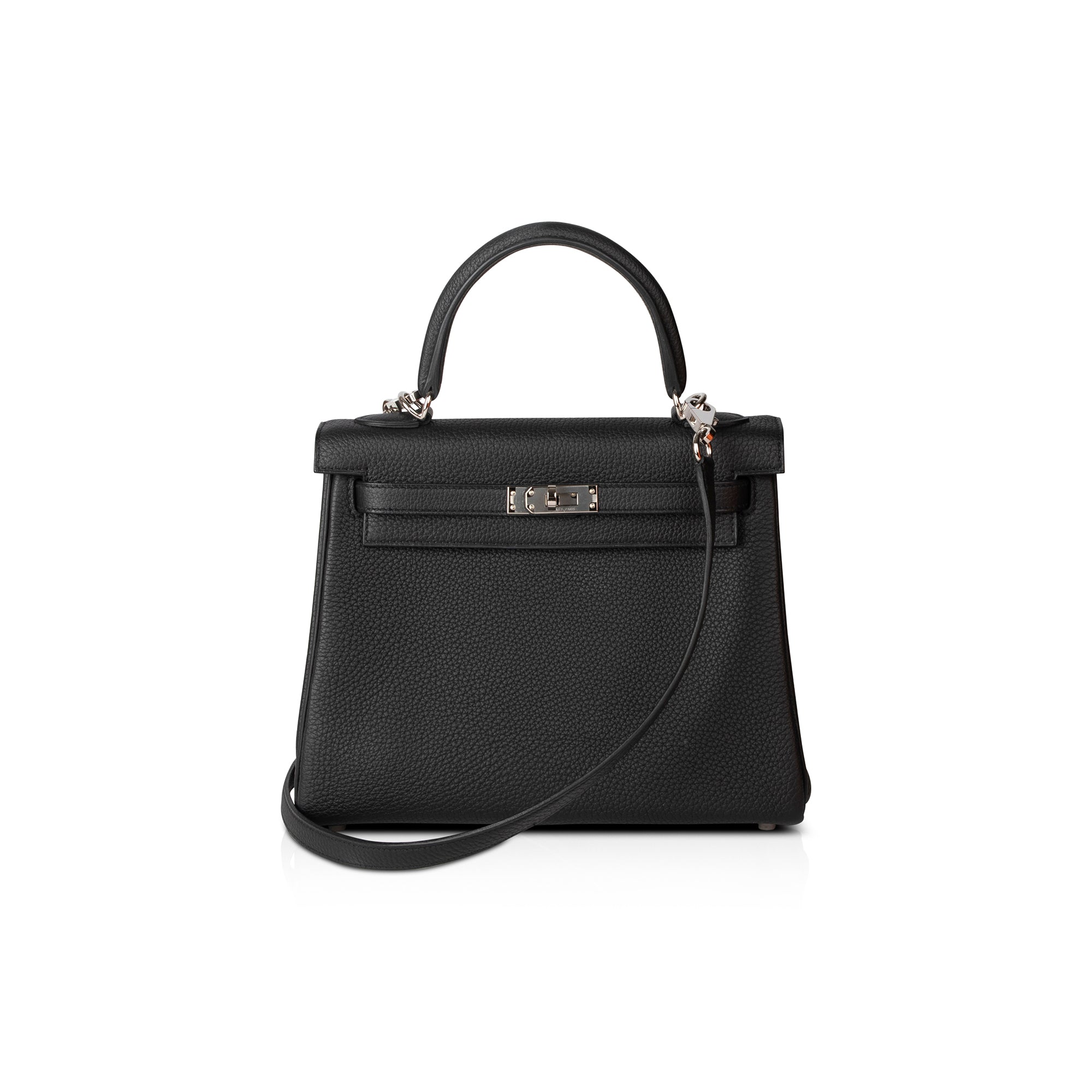 Hermes 2021 Black Togo Kelly II Retourne 25 w/ Box