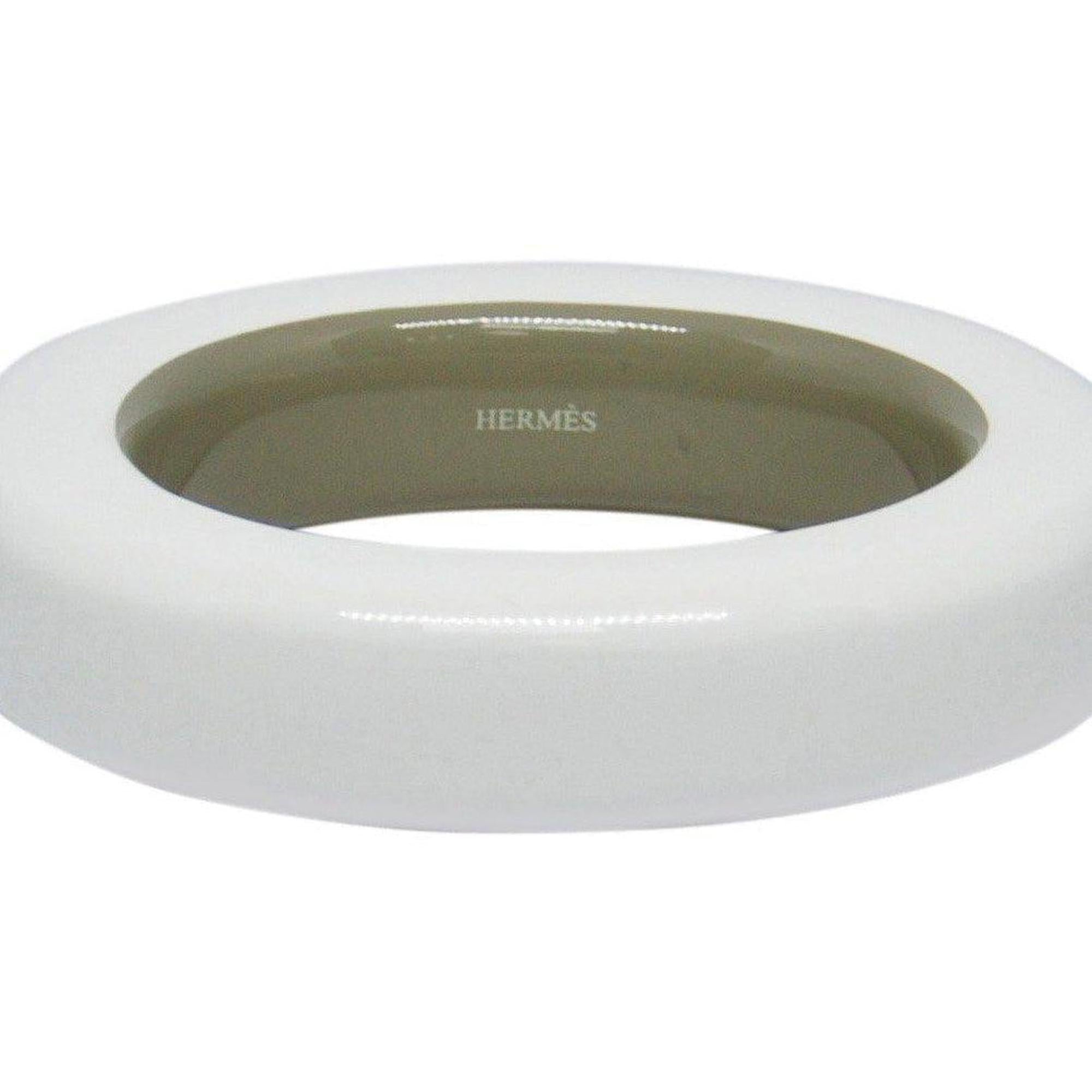 Hermes Ariodante White Lacquered Wood Bangle