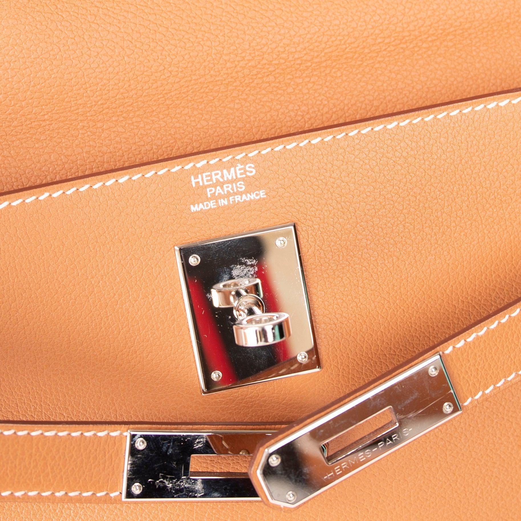 Hermes Barenia Kelly Retourne 32 w/ Wide Kelly Strap & Box