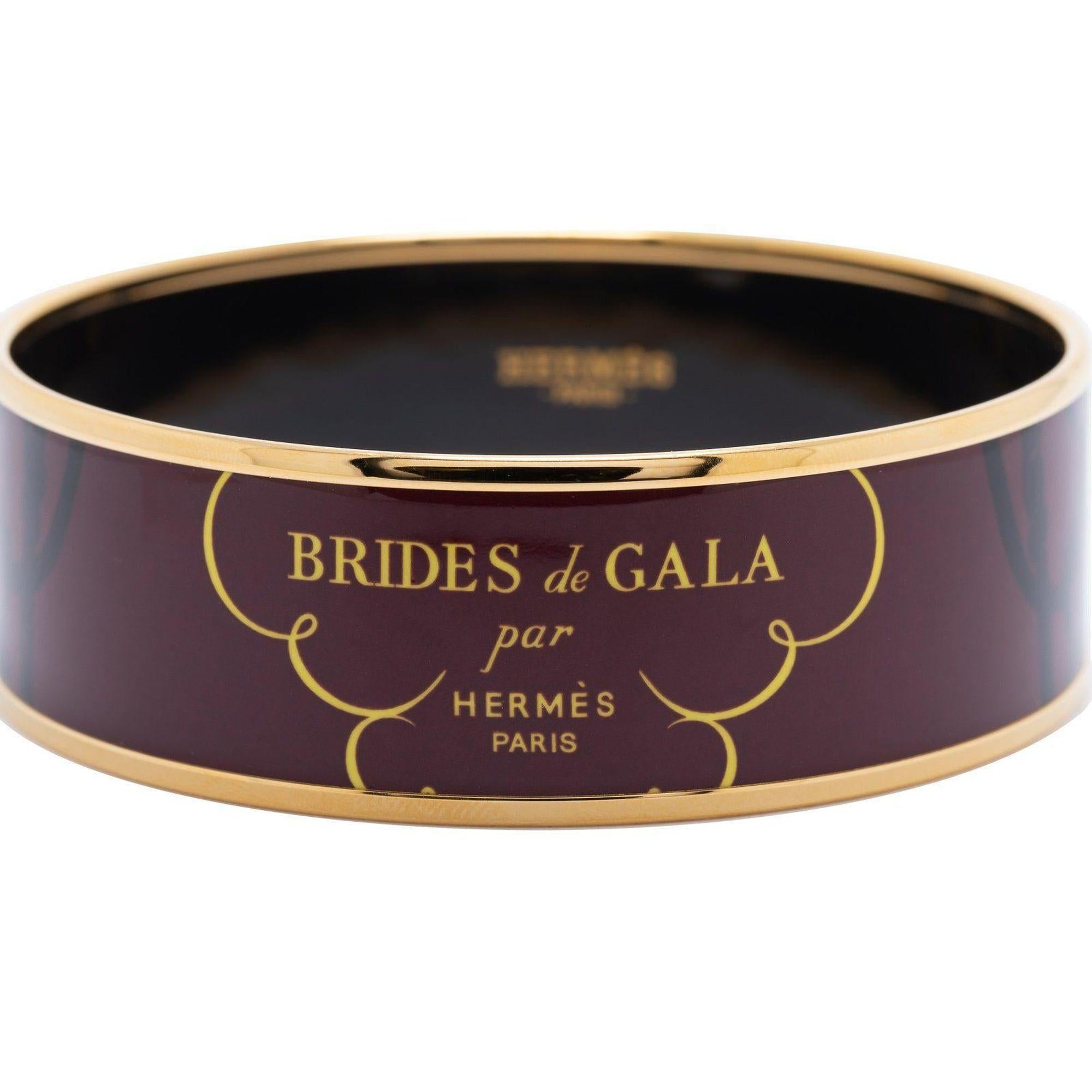 Hermes Brides De Gala Wide Enamel Bangle Bracelet