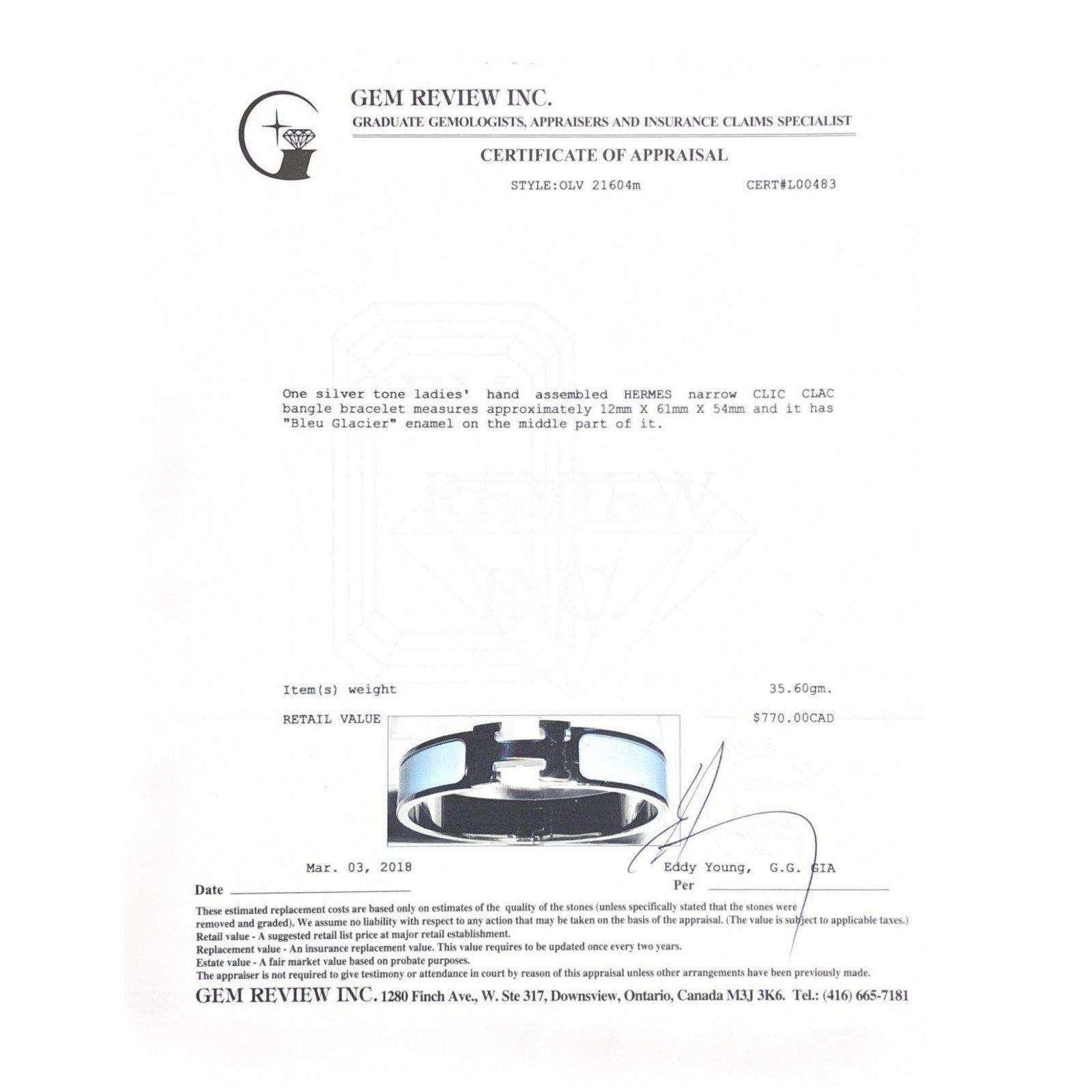 Hermes Clic H Narrow Bracelet