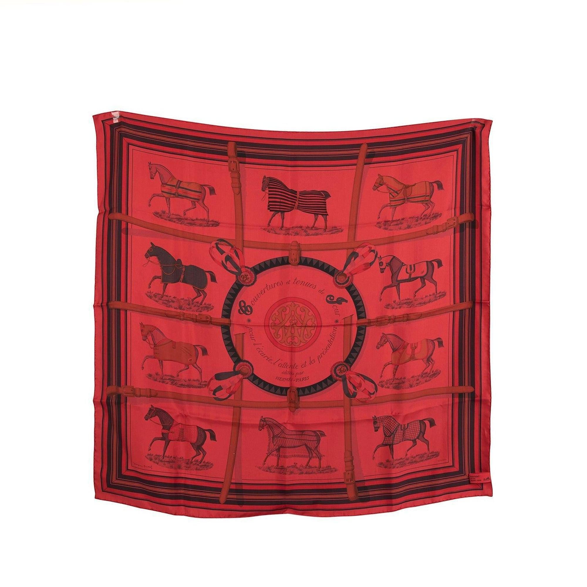 Hermes 'Couvertures Et Tenues De Jour' Silk Scarf 90 w/ Box