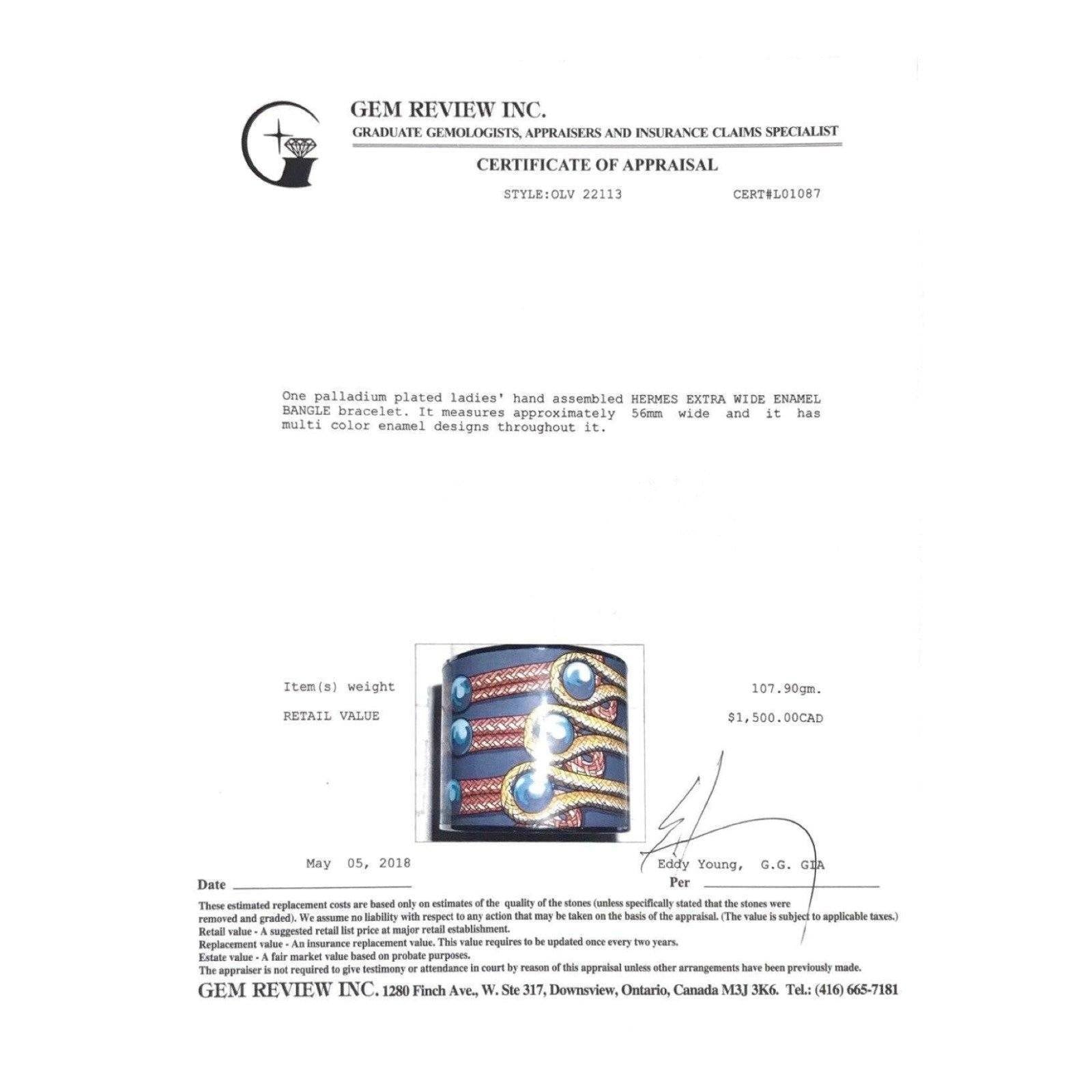 Hermes Extra Wide Enamel Bangle Bracelet