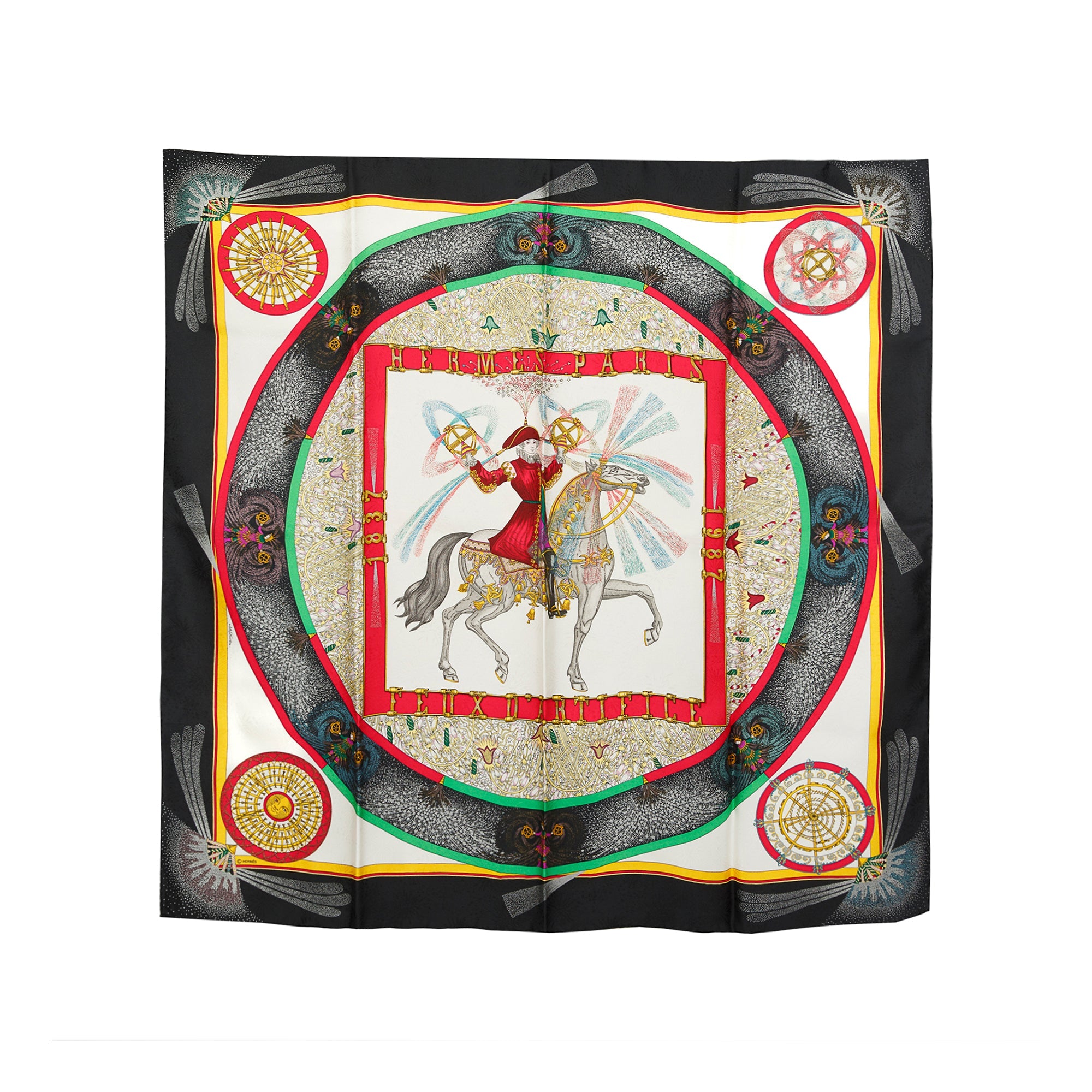 Hermes 'Feux D' Artifice' Silk Scarf 90 w/ Box