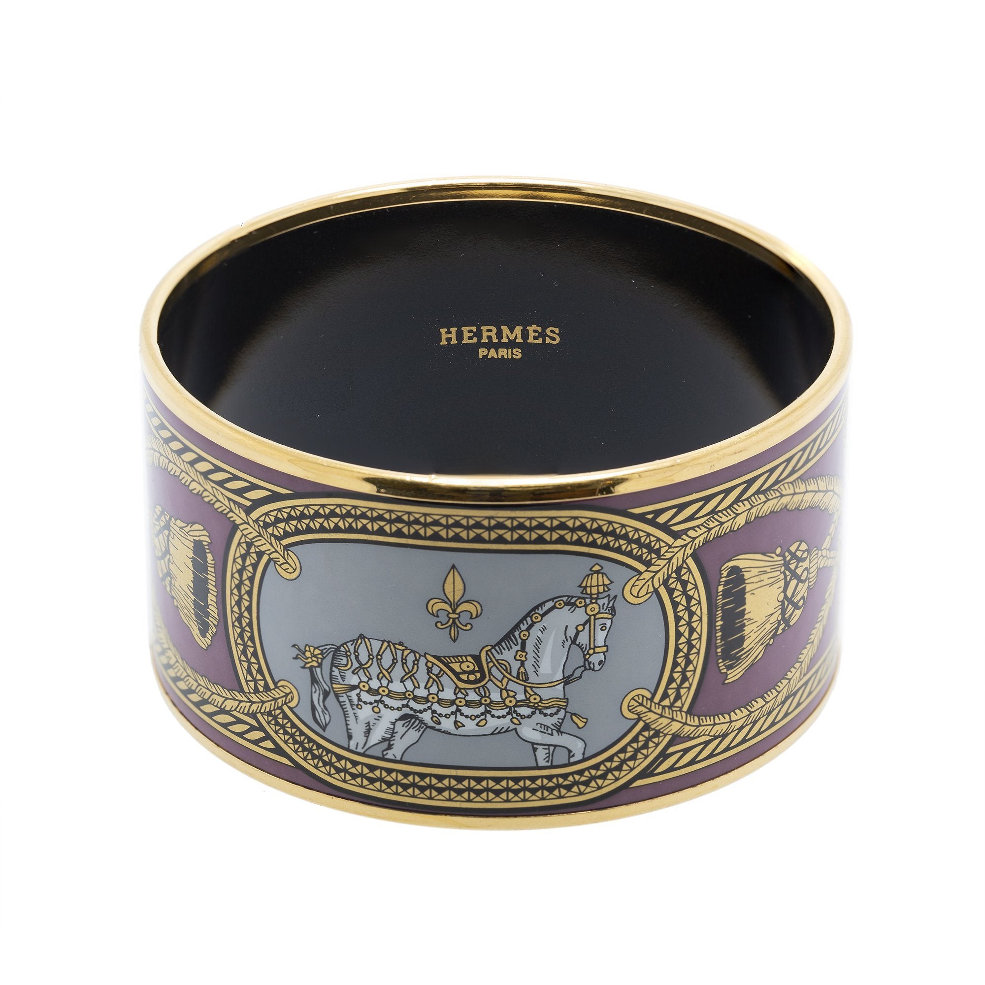 Hermes Grand Apparat Wide Enamel Bangle Bracelet