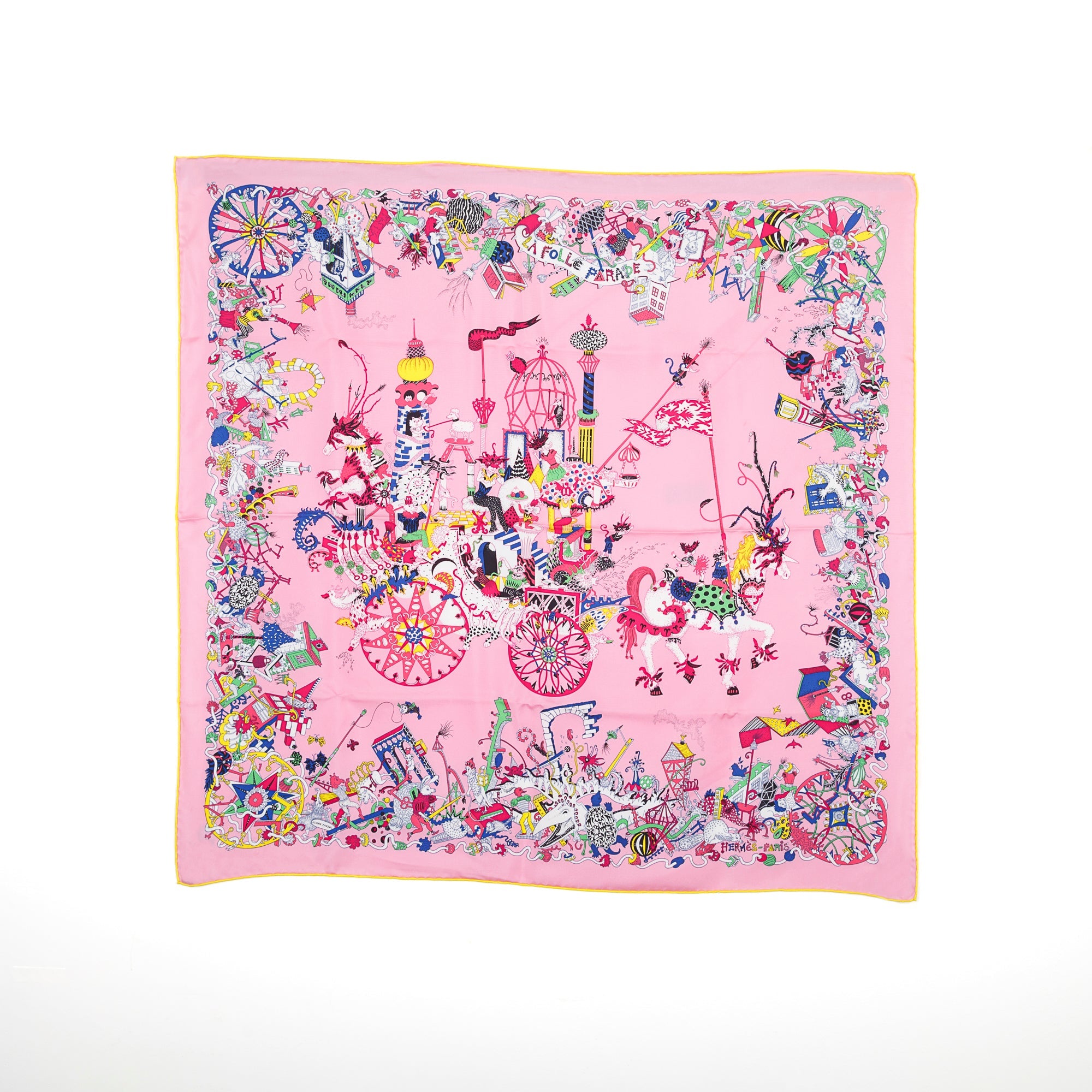 Hermes 'La Folle Parade' Silk Scarf 90 w/ Box