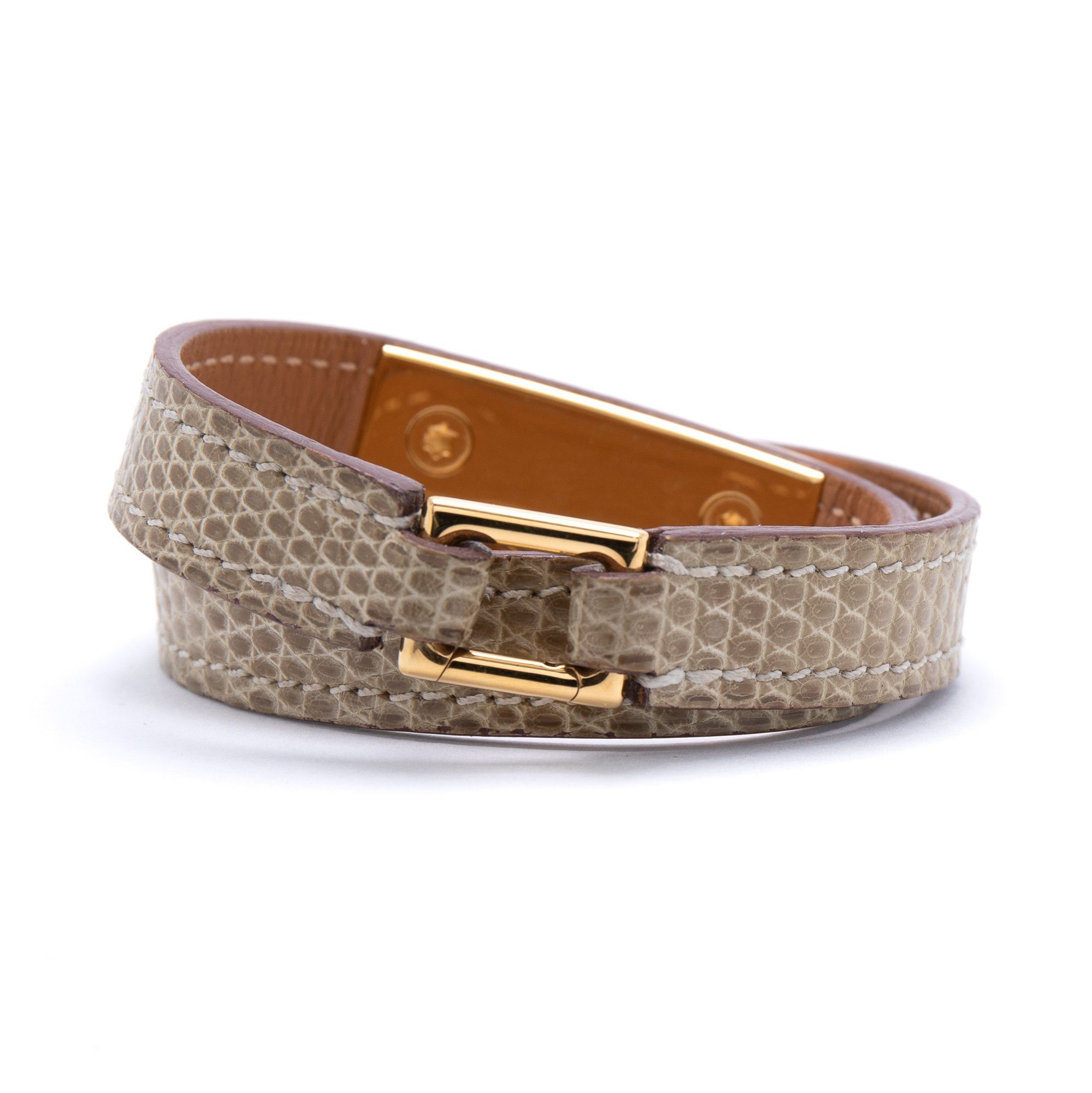 Hermes Lizard Rivale Double Tour Bracelet