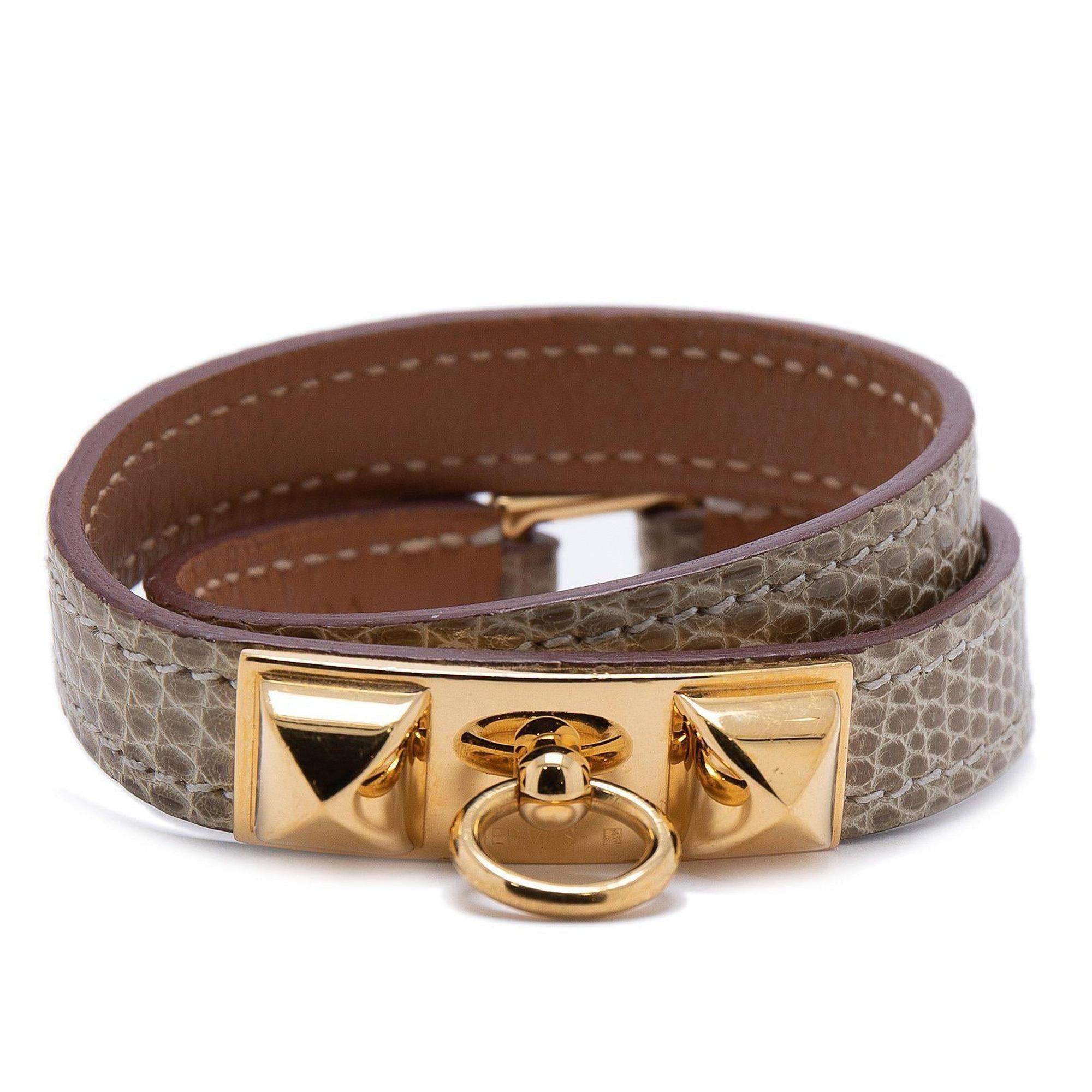 Hermes Lizard Rivale Double Tour Bracelet
