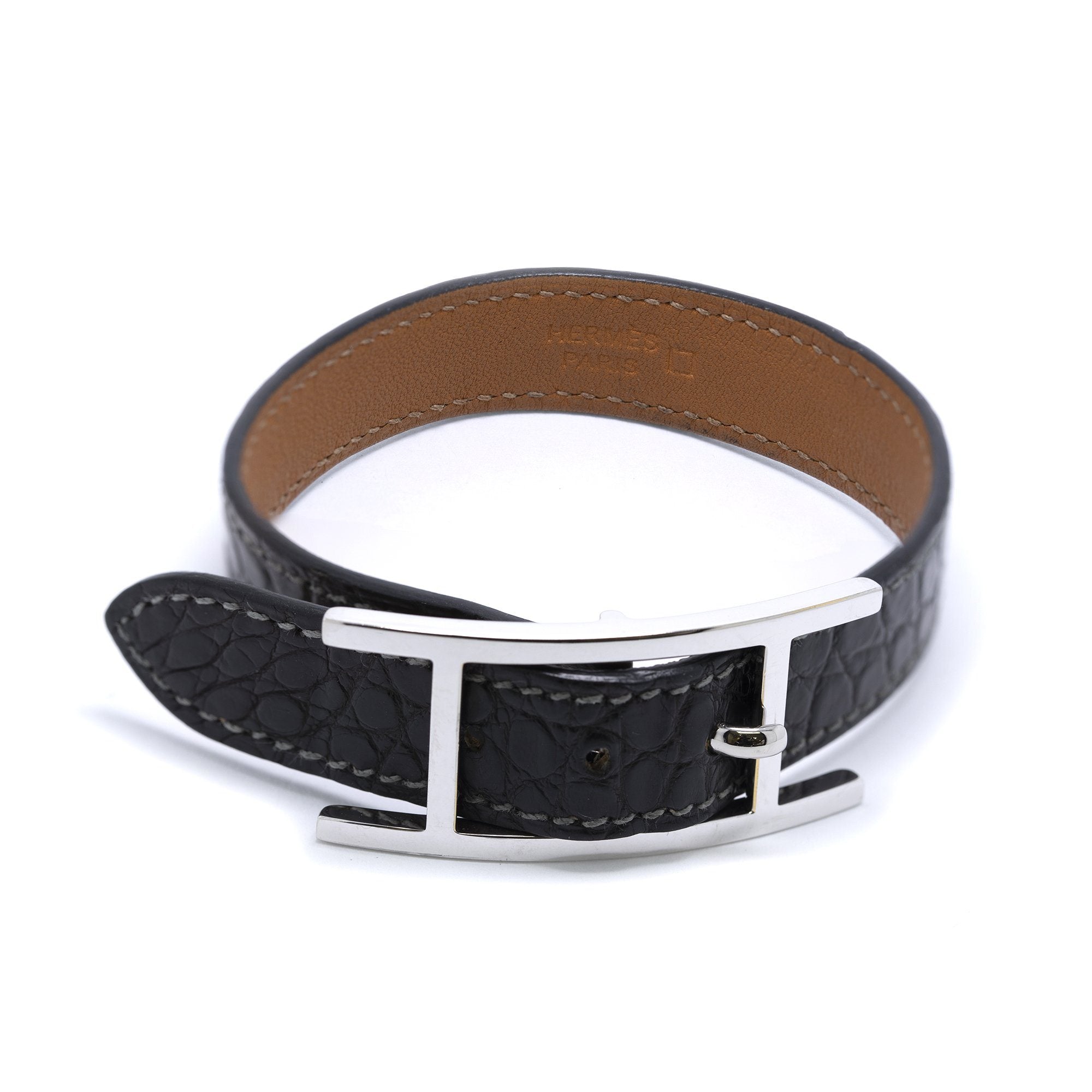 Hermes Matte Crocodile Hapi Bracelet w/ Box