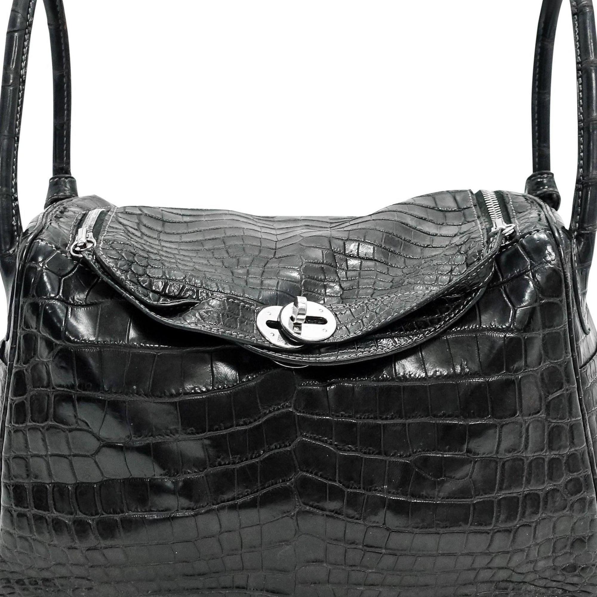 Hermes Matte Graphite Nilo Crocodile Lindy 30