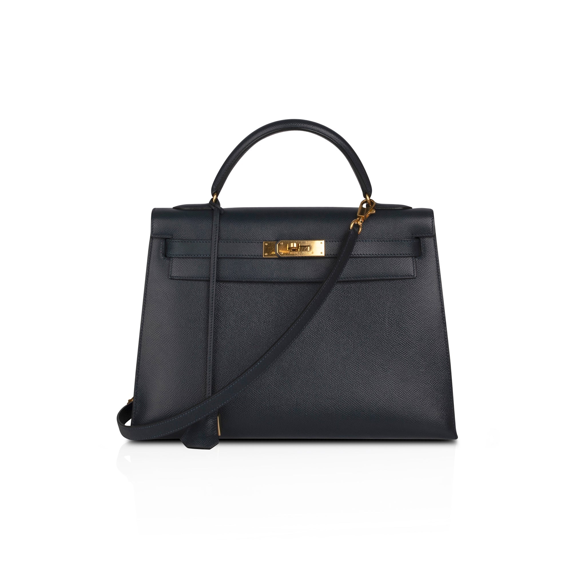 Hermes Navy Courchevel Kelly Sellier 32 w/ Box – OLIVER'S