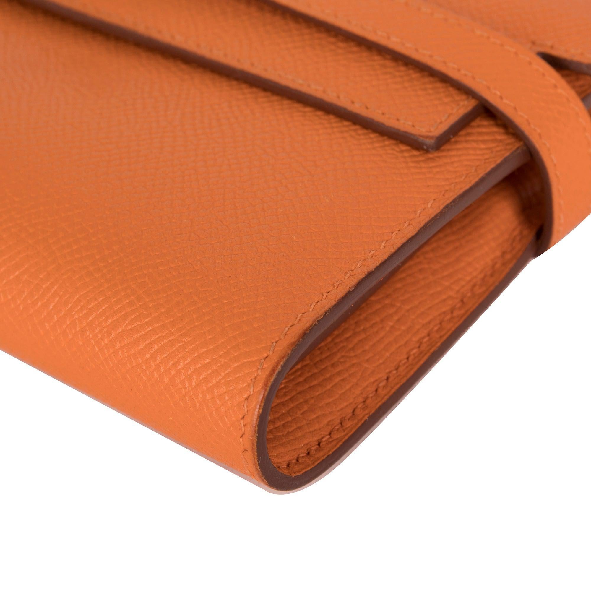 Hermes Orange Epsom Classic Kelly Wallet w/ Box