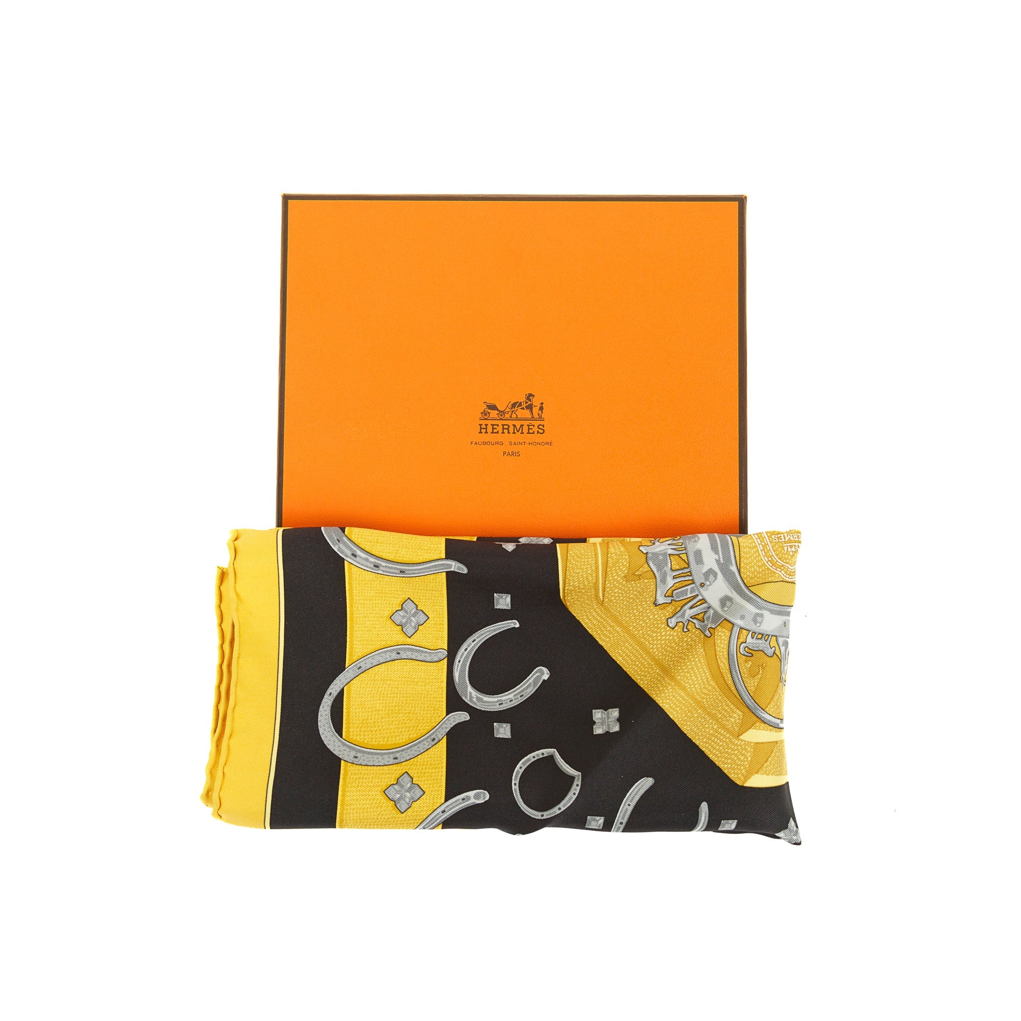 Hermes 'Porte-Bonheuer' Silk Scarf w/ Box