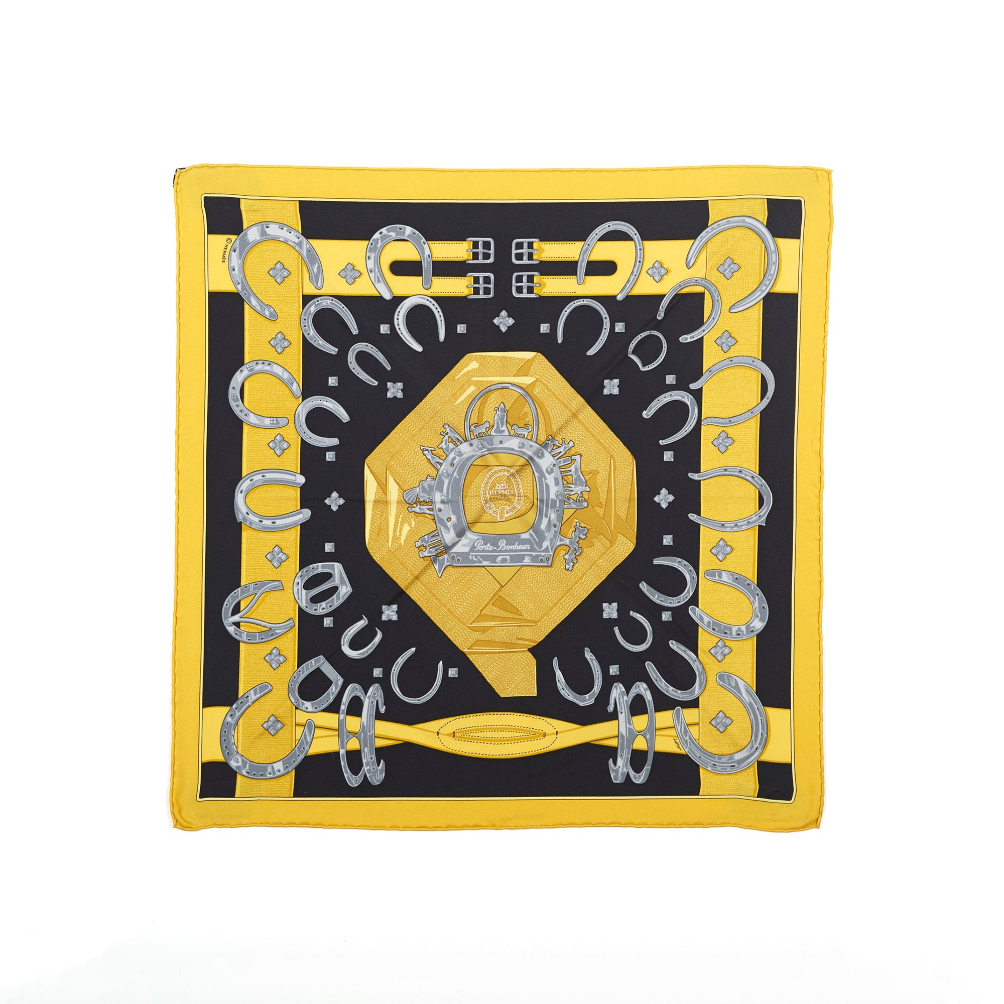 Hermes 'Porte-Bonheuer' Silk Scarf w/ Box