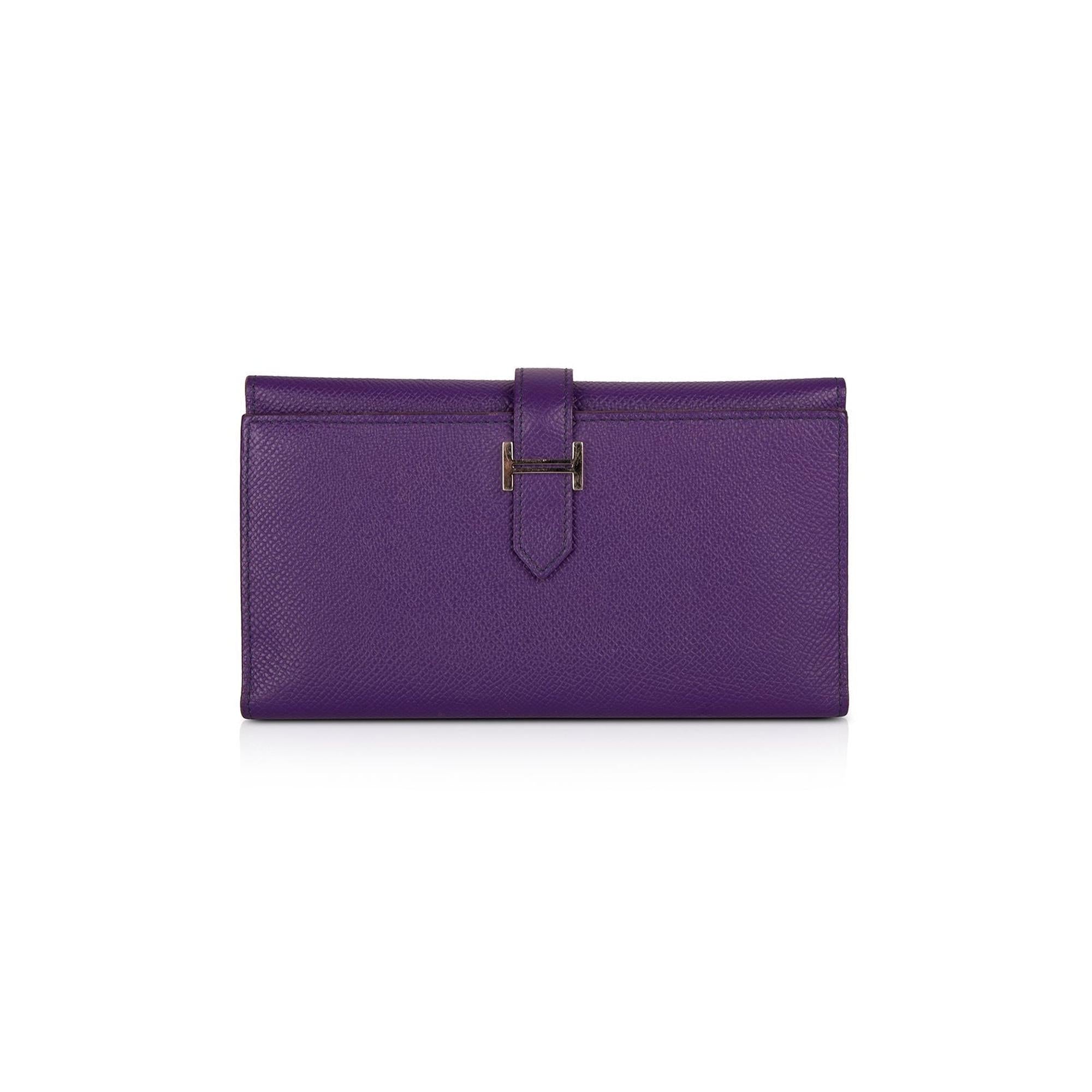 Hermes Purple Epsom Bearn Wallet w/ Box