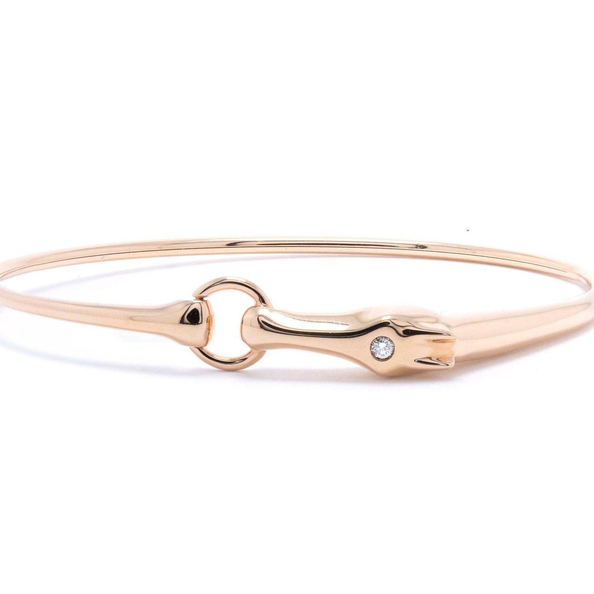 Hermes Rose Gold & Diamond Galop Bangle Bracelet